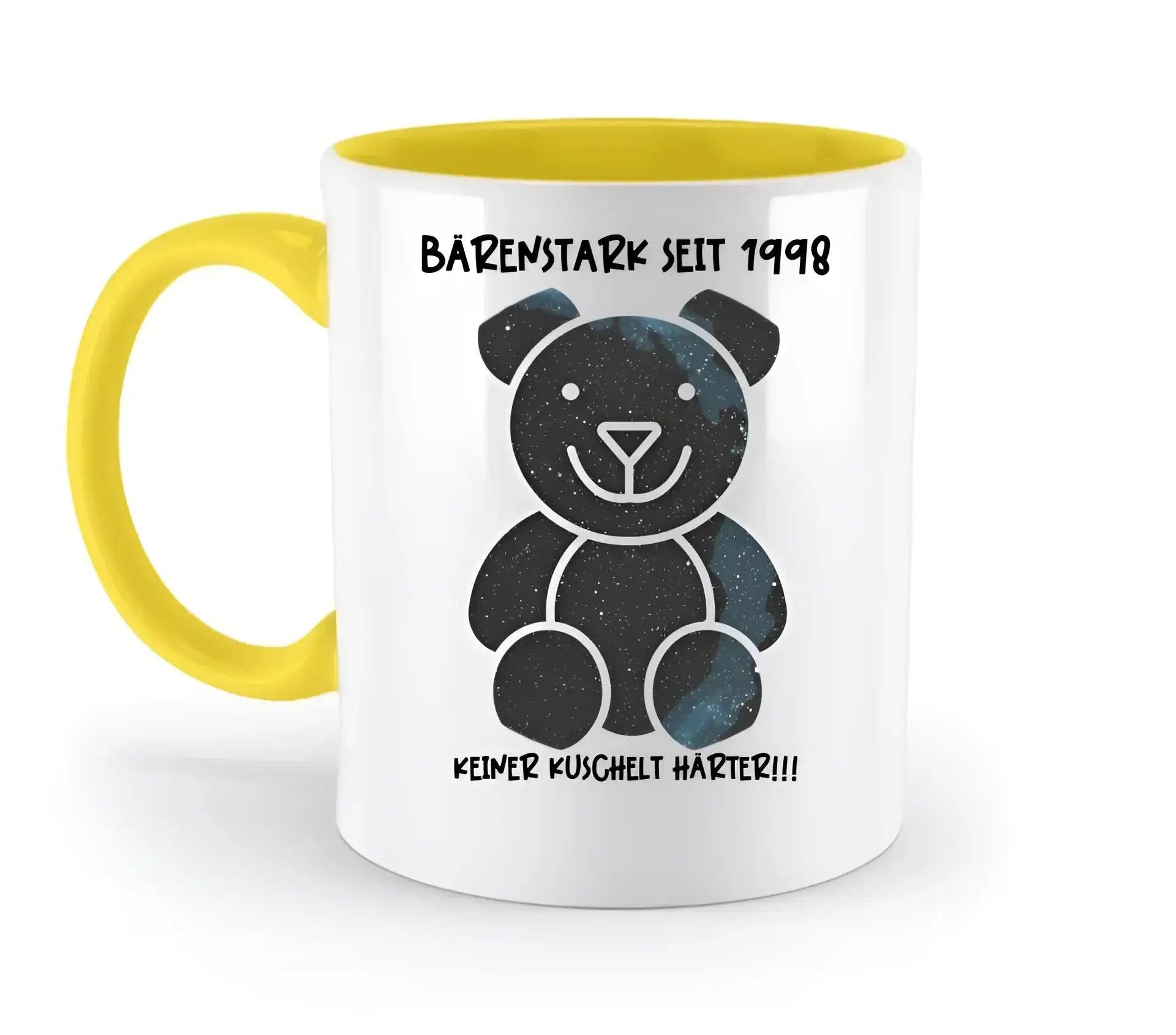 Echte Sternenkarte als Teddybär + Text • zweifarbige Tasse • Exklusivdesign • personalisiert - zweifarbige Tasse