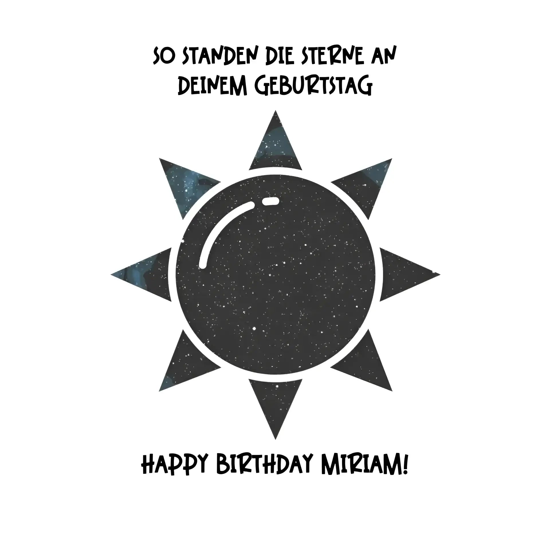Echte Sternenkarte in Sonnenform mit Ort/Zeit und deinem Text • STICKER 20x20cm (Aufkleber) personalisiert - White