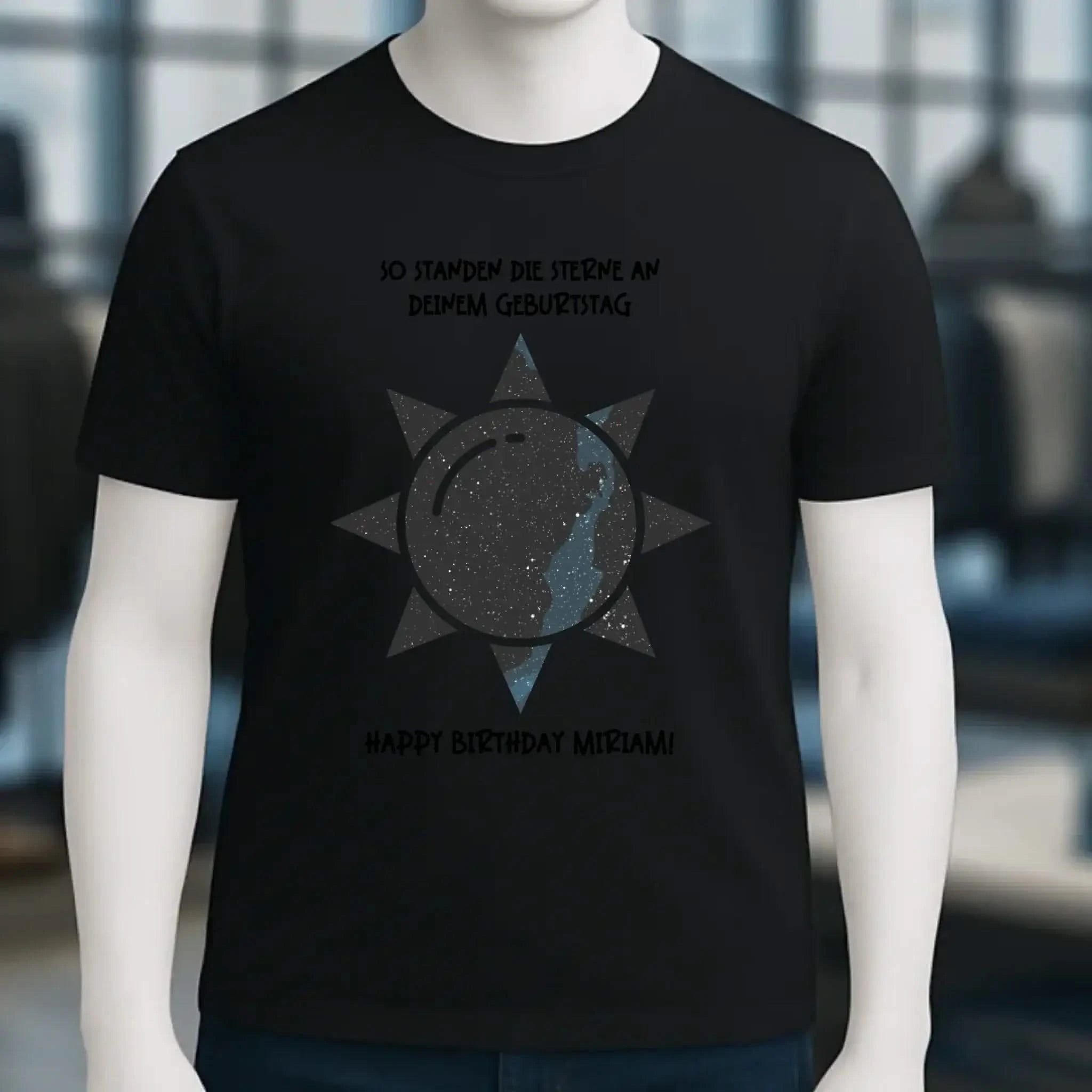 Echte Sternenkarte in Sonnenform mit Ort/Zeit und deinem Text • Unisex Premium T-Shirt XS-5XL aus Bio-Baumwolle für Damen & Herren • Exklusivdesign • personalisiert
