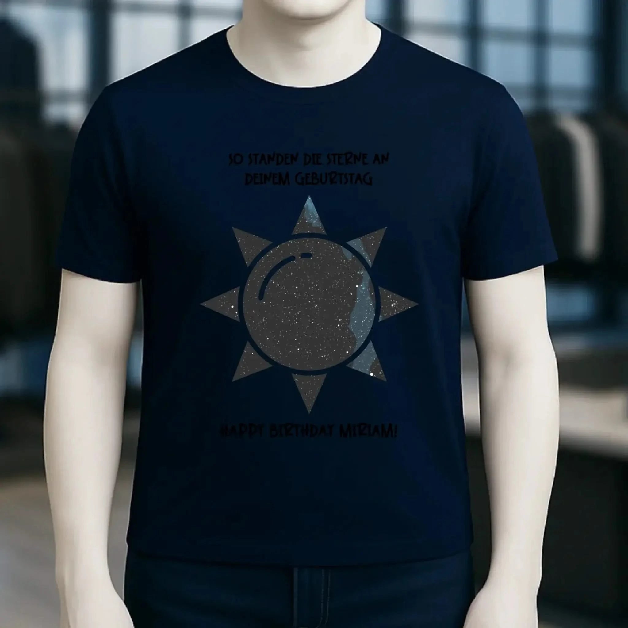 Echte Sternenkarte in Sonnenform mit Ort/Zeit und deinem Text • Unisex Premium T-Shirt XS-5XL aus Bio-Baumwolle für Damen & Herren • Exklusivdesign • personalisiert