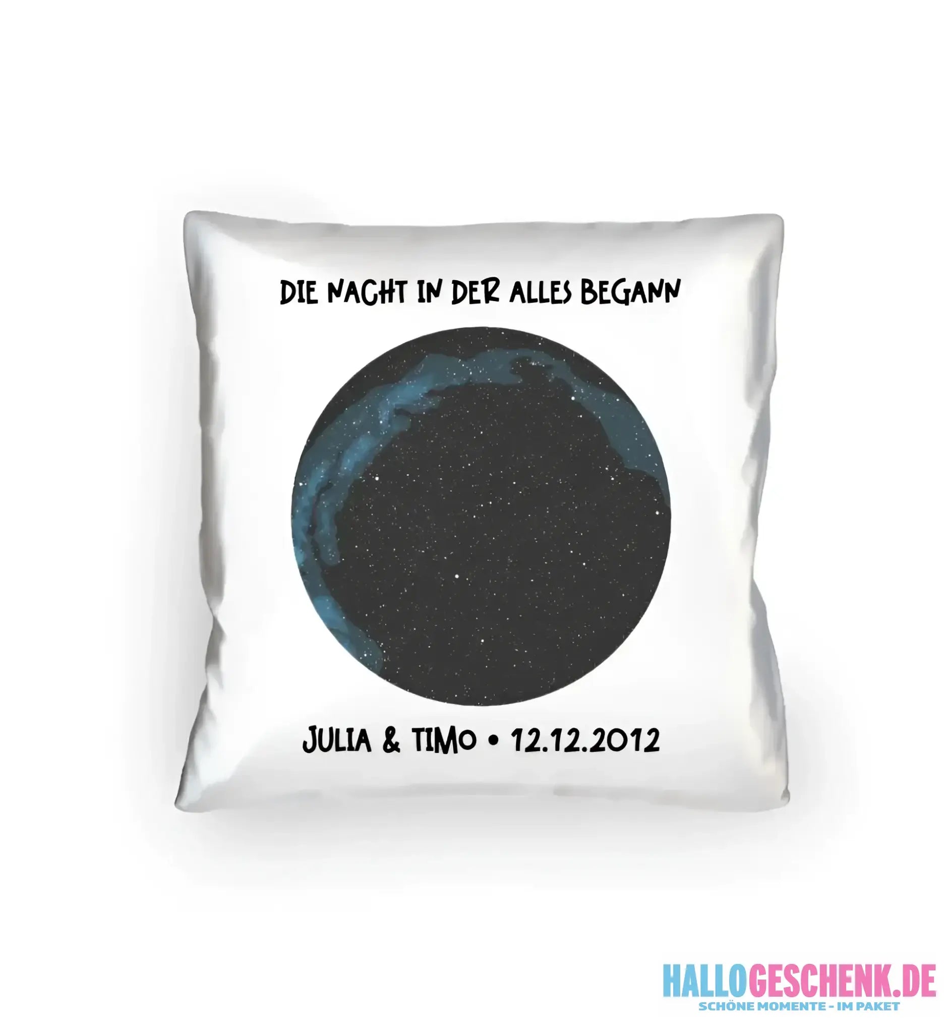 Echte Sternenkarte mit Ort/Zeit und deinem Text • Kissen 40x40 cm • personalisiert - Kissen 40x40 cm / White