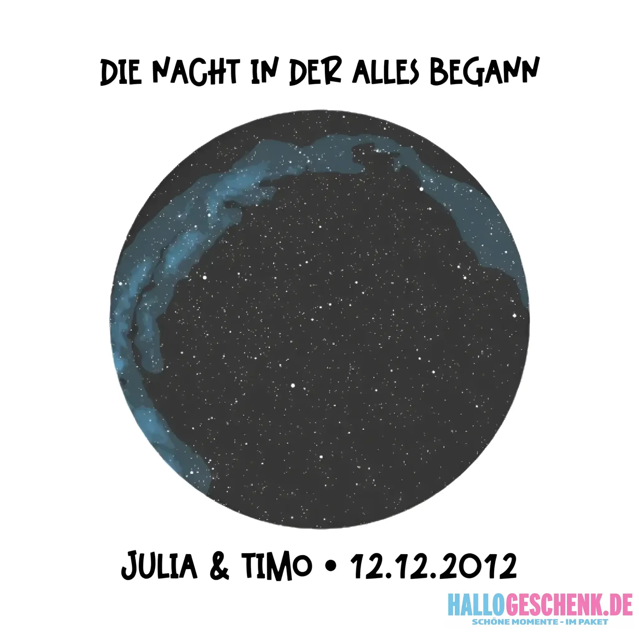 Echte Sternenkarte mit Ort/Zeit und deinem Text • STICKER 20x20cm (Aufkleber) personalisiert - White / OneSize