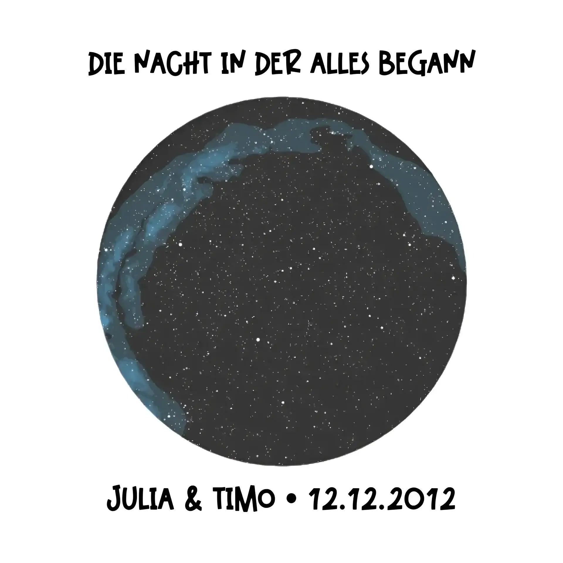 Echte Sternenkarte mit Ort/Zeit und deinem Text • STICKER 20x20cm (Aufkleber) personalisiert - White / OneSize