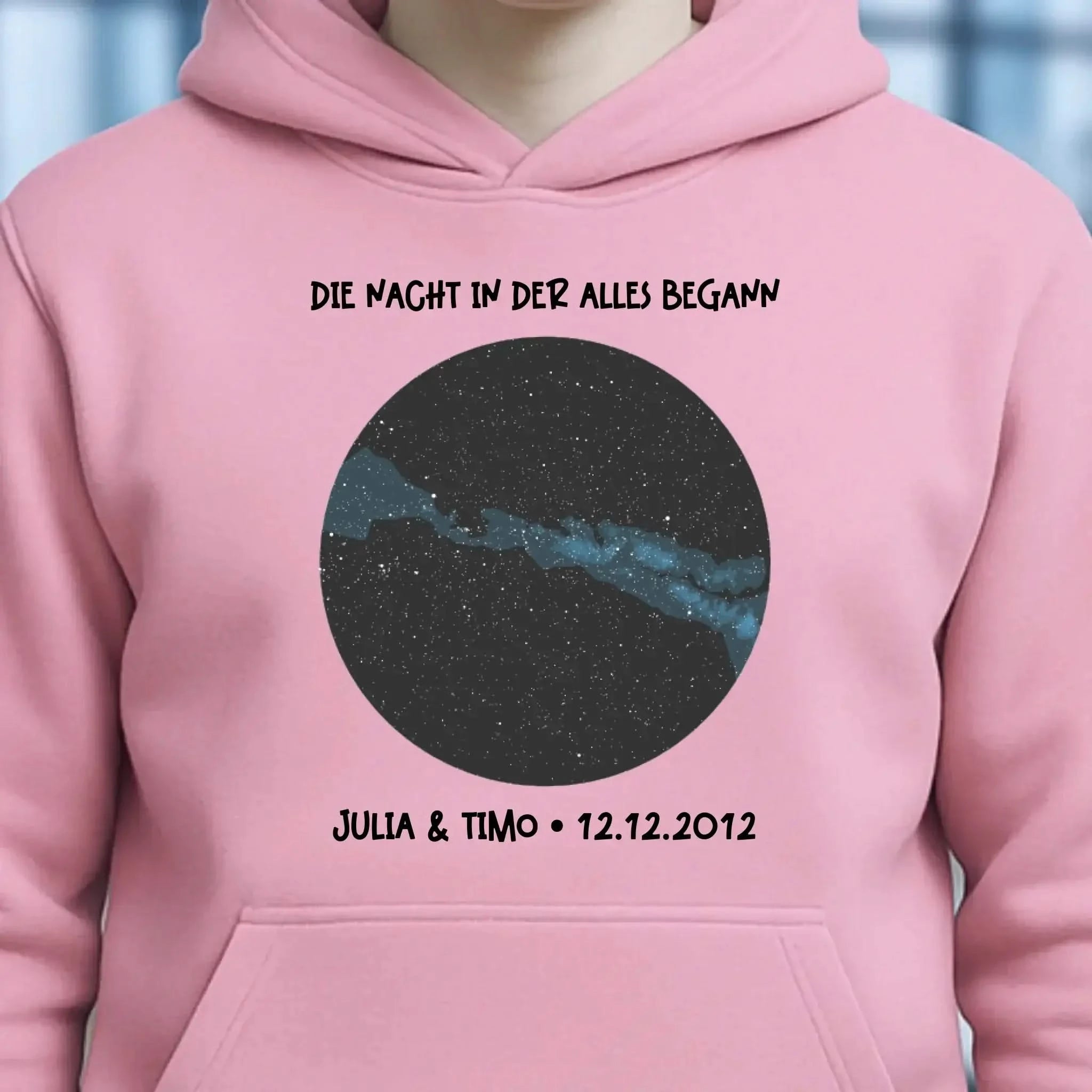 Echte Sternenkarte mit Ort/Zeit und deinem Text • Unisex Premium Hoodie XS-5XL aus Bio-Baumwolle für Damen & Herren • Exklusivdesign • personalisiert