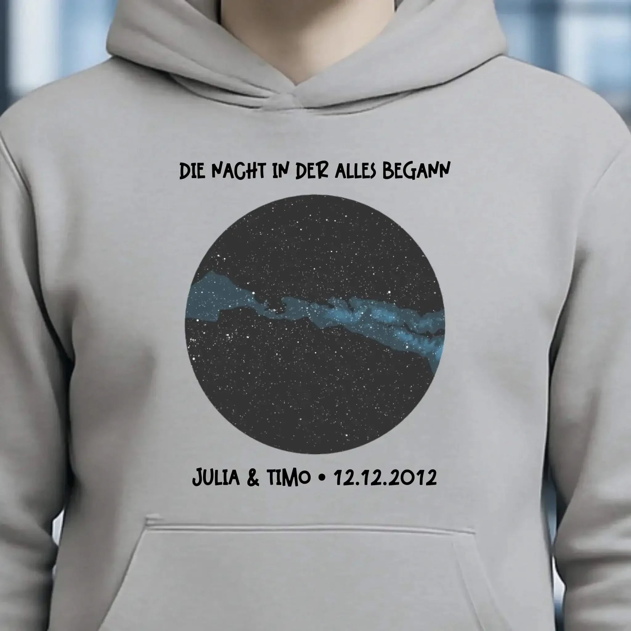 Echte Sternenkarte mit Ort/Zeit und deinem Text • Unisex Premium Hoodie XS-5XL aus Bio-Baumwolle für Damen & Herren • Exklusivdesign • personalisiert