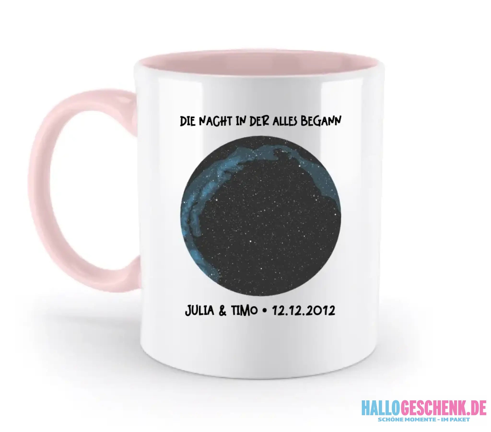 Echte Sternenkarte mit Ort/Zeit und deinem Text • zweifarbige Tasse • Exklusivdesign • personalisiert - zweifarbige