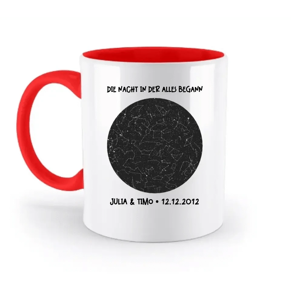 Echte Sternenkarte mit Ort/Zeit und deinem Text • zweifarbige Tasse • Exklusivdesign • personalisiert