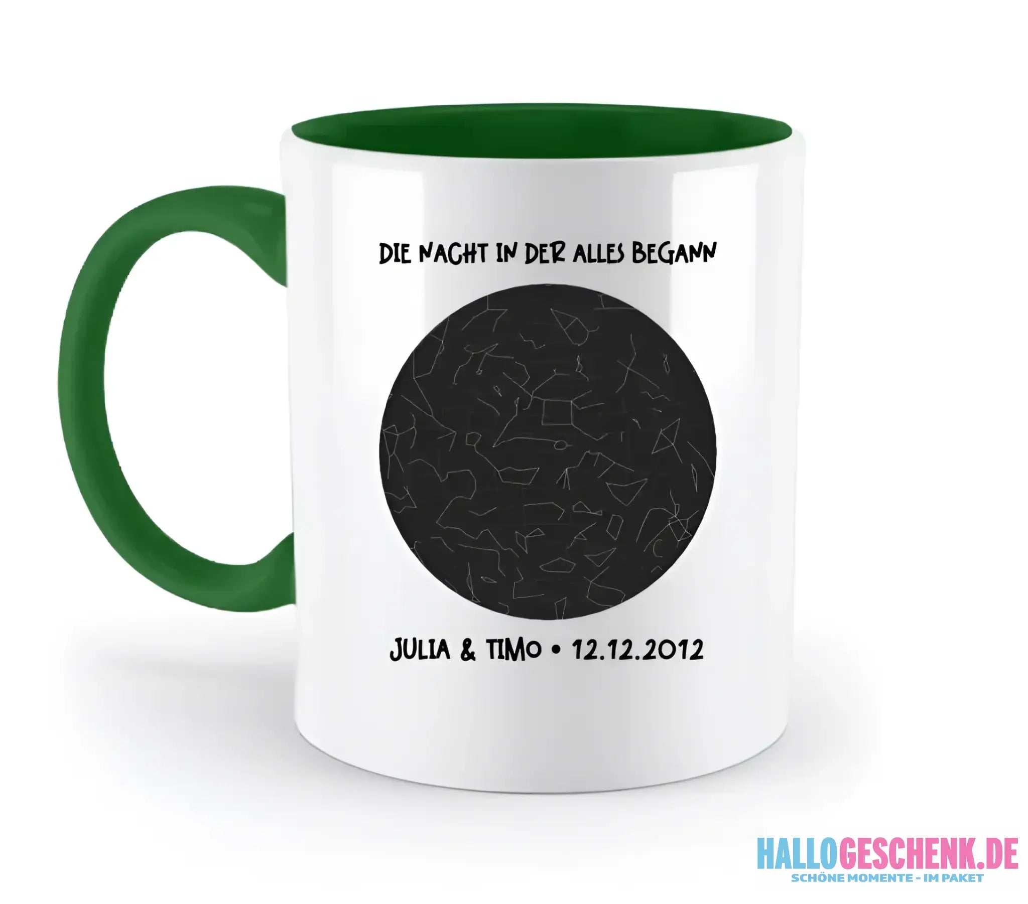 Echte Sternenkarte mit Ort/Zeit und deinem Text • zweifarbige Tasse • Exklusivdesign • personalisiert - zweifarbige