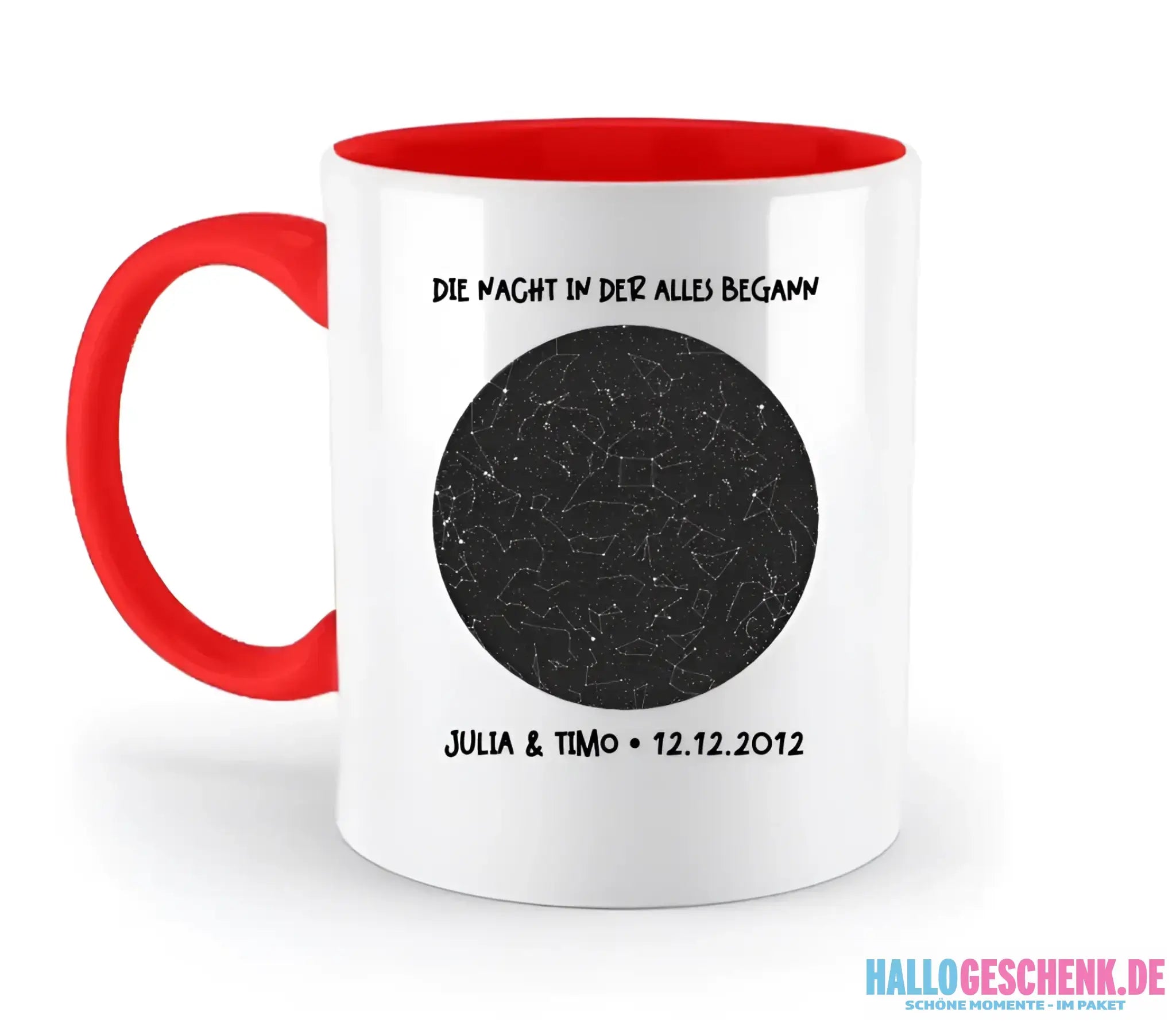 Echte Sternenkarte mit Ort/Zeit und deinem Text • zweifarbige Tasse • Exklusivdesign • personalisiert - zweifarbige