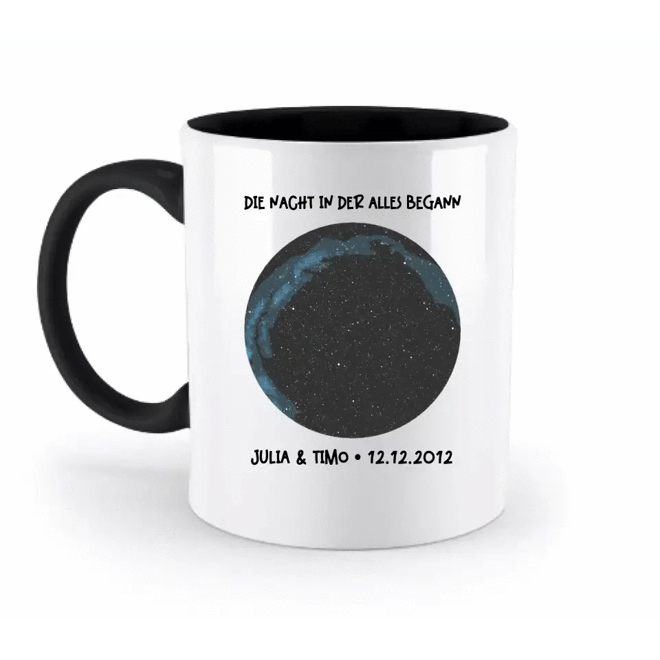 Echte Sternenkarte mit Ort/Zeit und deinem Text • zweifarbige Tasse • Exklusivdesign • personalisiert