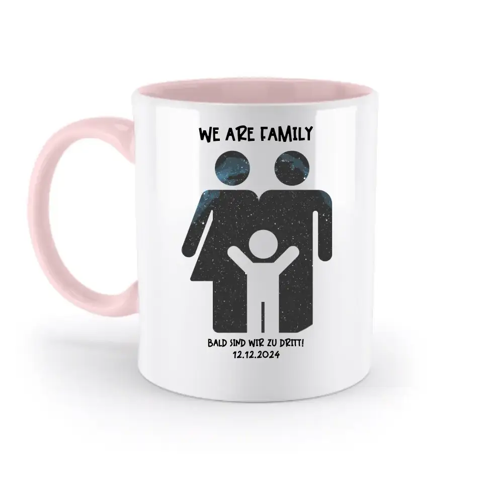 Echte Sternenkarte + Text • Kleine Familie • werdende Eltern • zweifarbige Tasse • Exklusivdesign • personalisiert
