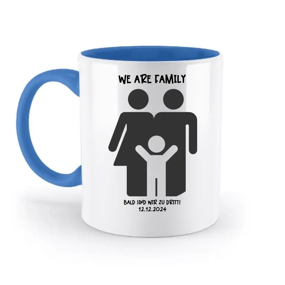 Echte Sternenkarte + Text • Kleine Familie • werdende Eltern • zweifarbige Tasse • Exklusivdesign • personalisiert