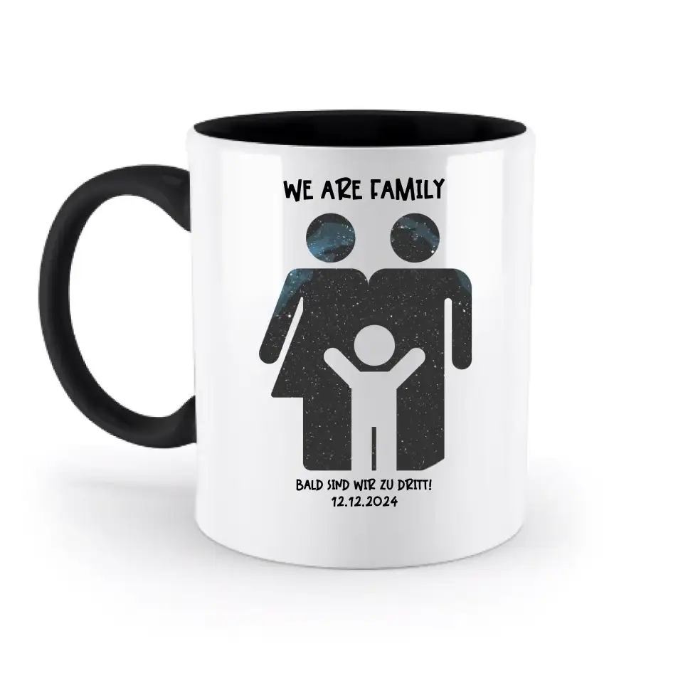 Echte Sternenkarte + Text • Kleine Familie • werdende Eltern • zweifarbige Tasse • Exklusivdesign • personalisiert