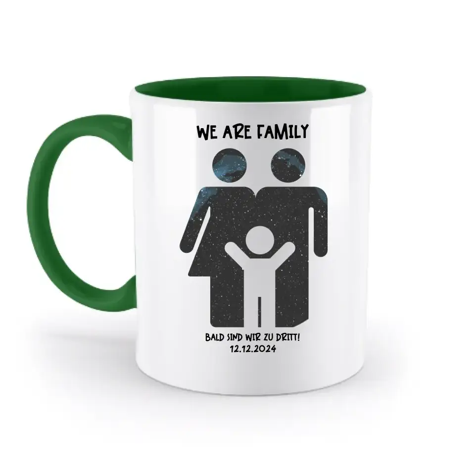 Echte Sternenkarte + Text • Kleine Familie • werdende Eltern • zweifarbige Tasse • Exklusivdesign • personalisiert