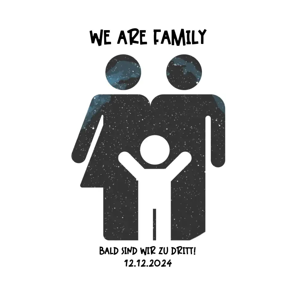 Echte Sternenkarte + Text • Kleine Familie • werdende Eltern • STICKER 20x20cm (Aufkleber) • personalisiert - White