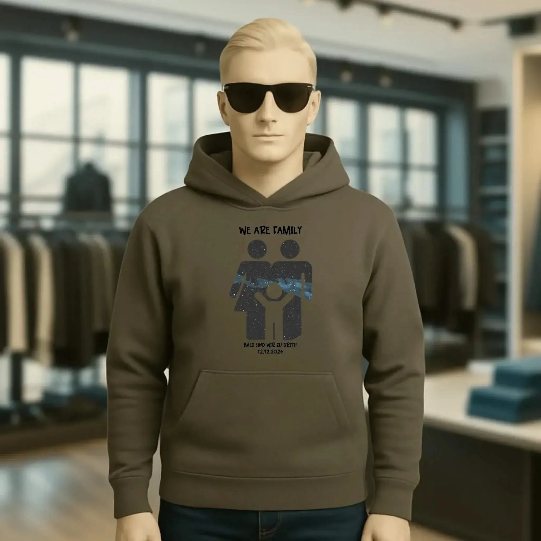 Echte Sternenkarte + Text • Kleine Familie • werdende Eltern • Unisex Premium Hoodie XS-5XL aus Bio-Baumwolle für Damen & Herren • Exklusivdesign • personalisiert