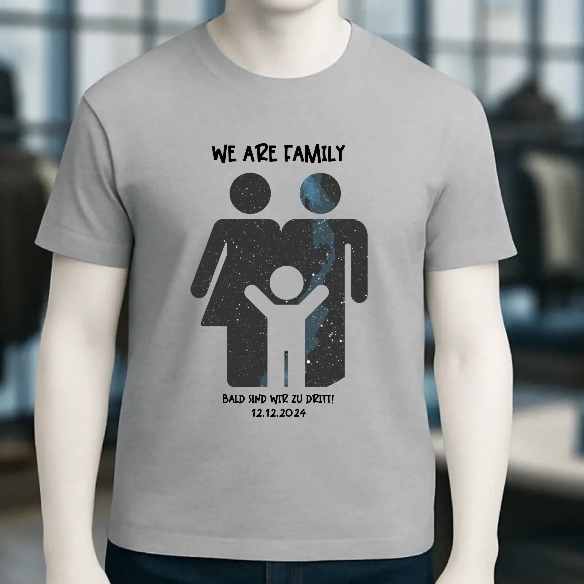 Echte Sternenkarte + Text • Kleine Familie • werdende Eltern • Unisex Premium T-Shirt XS-5XL aus Bio-Baumwolle für Damen & Herren • Exklusivdesign • personalisiert