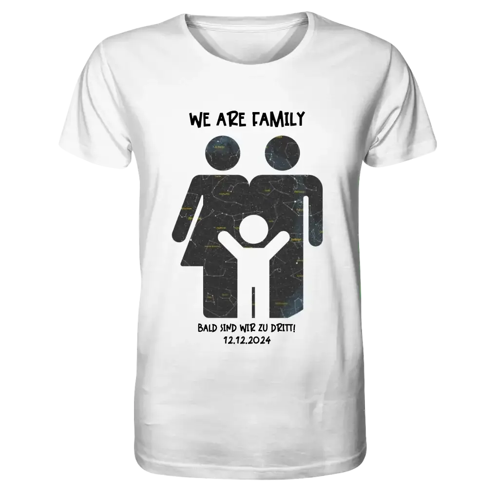 Echte Sternenkarte + Text • Kleine Familie • werdende Eltern • Unisex Premium T-Shirt XS-5XL aus Bio-Baumwolle für Damen & Herren • Exklusivdesign • personalisiert