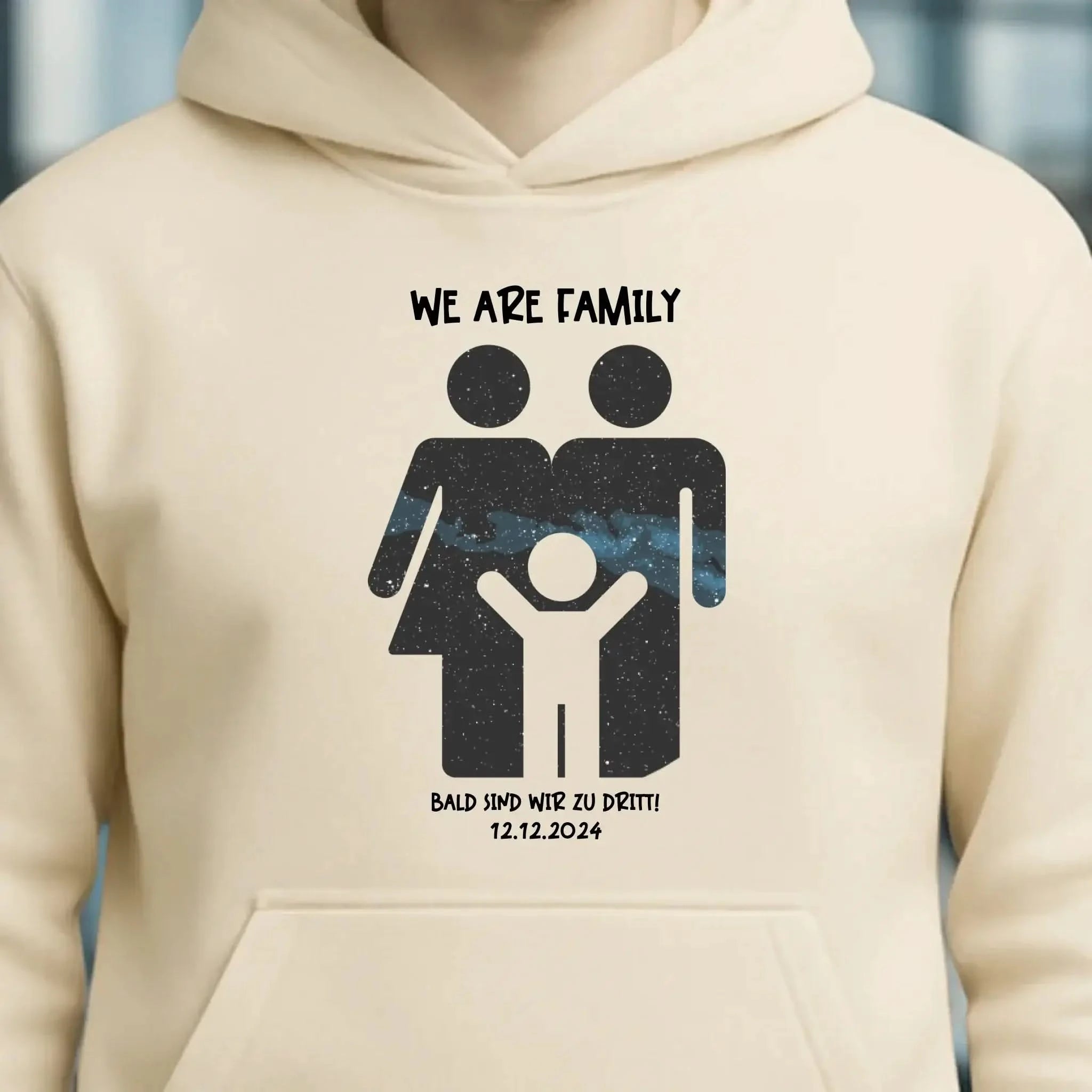 Echte Sternenkarte + Text • Kleine Familie • werdende Eltern • Unisex Premium Hoodie XS-5XL aus Bio-Baumwolle für Damen & Herren • Exklusivdesign • personalisiert