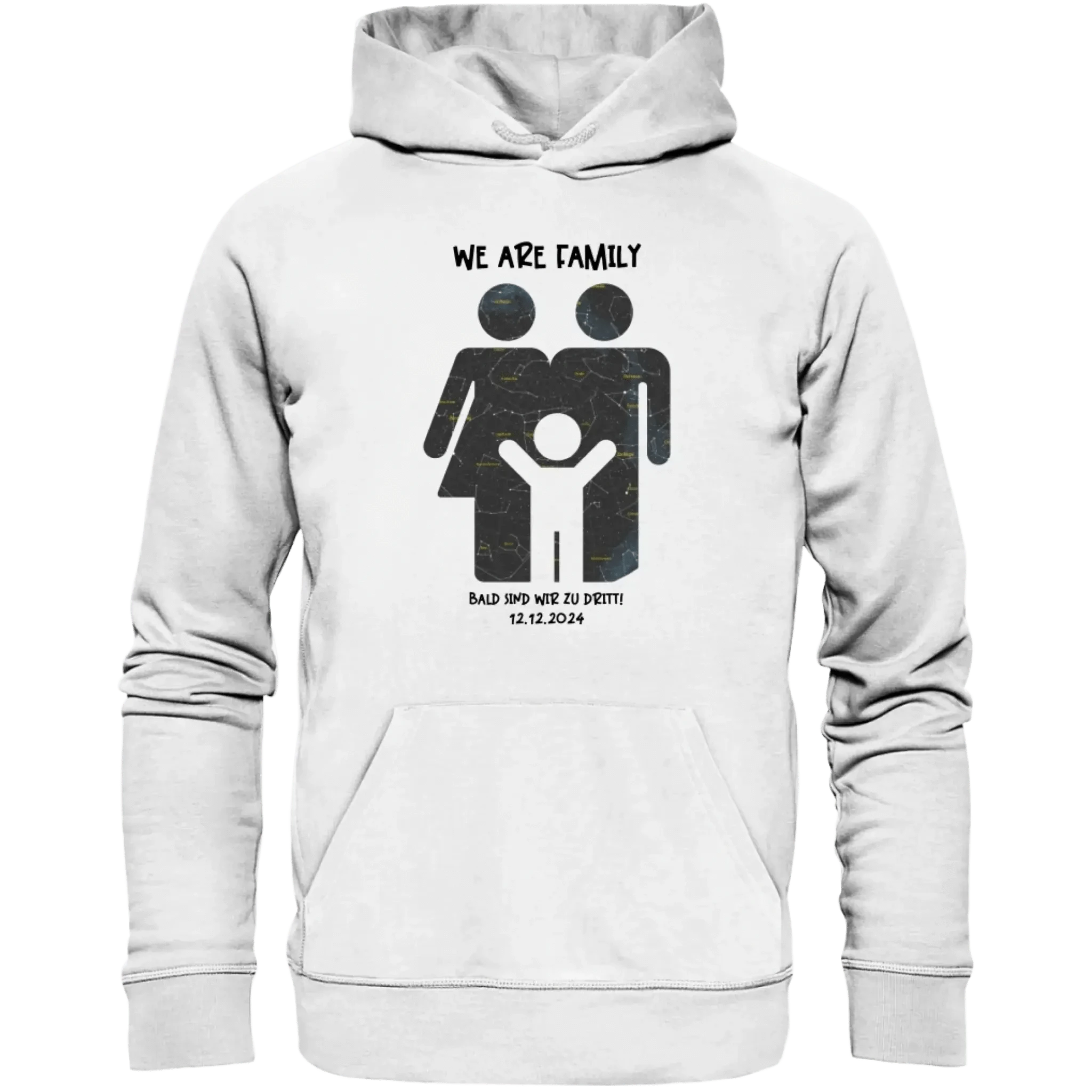 Echte Sternenkarte + Text • Kleine Familie • werdende Eltern • Unisex Premium Hoodie XS-5XL aus Bio-Baumwolle für Damen & Herren • Exklusivdesign • personalisiert
