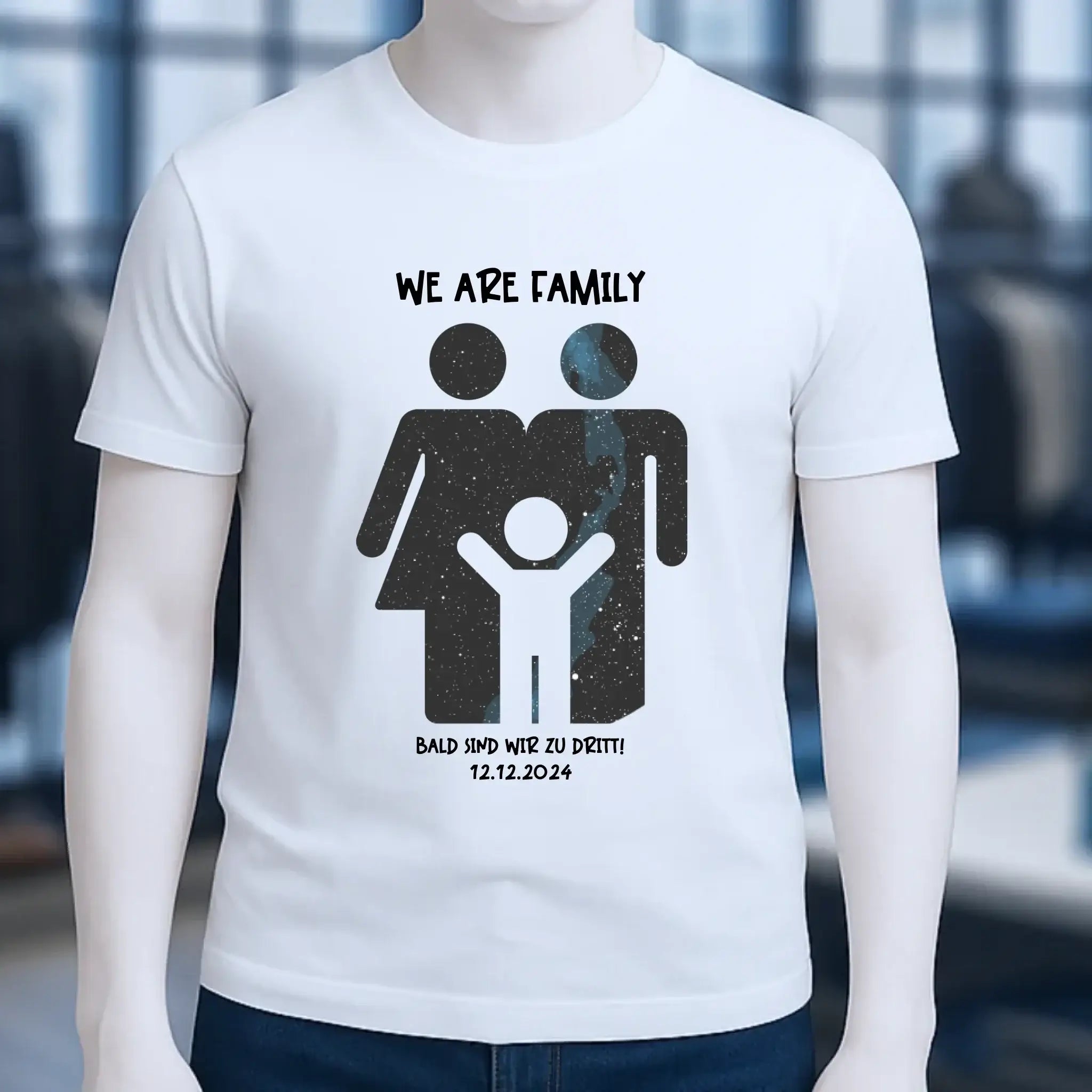 Echte Sternenkarte + Text • Kleine Familie • werdende Eltern • Unisex Premium T-Shirt XS-5XL aus Bio-Baumwolle für Damen & Herren • Exklusivdesign • personalisiert