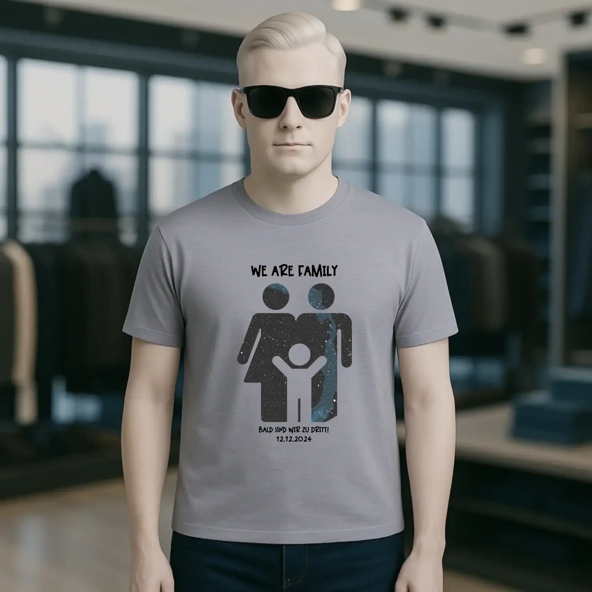 Echte Sternenkarte + Text • Kleine Familie • werdende Eltern • Unisex Premium T-Shirt XS-5XL aus Bio-Baumwolle für Damen & Herren • Exklusivdesign • personalisiert