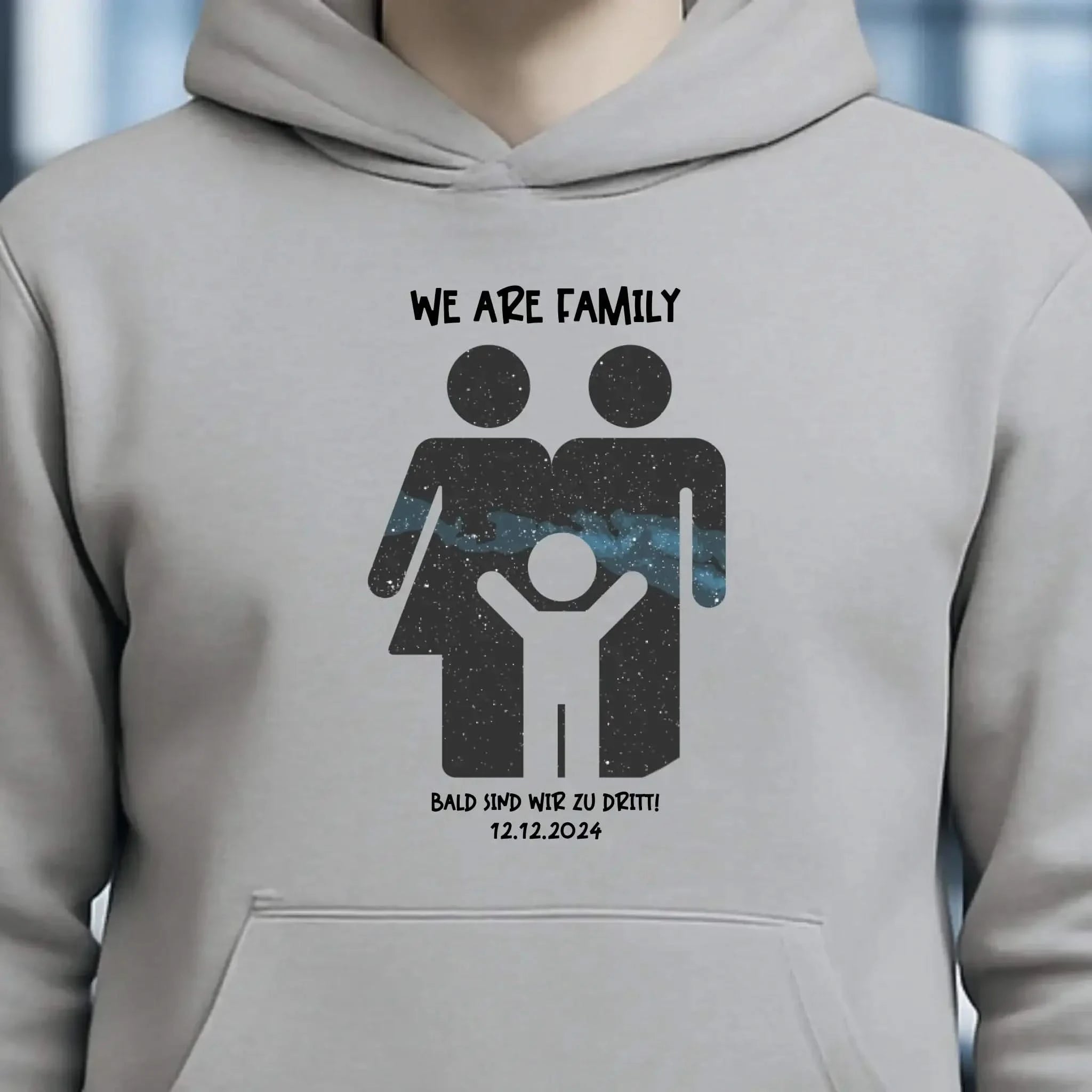 Echte Sternenkarte + Text • Kleine Familie • werdende Eltern • Unisex Premium Hoodie XS-5XL aus Bio-Baumwolle für Damen & Herren • Exklusivdesign • personalisiert