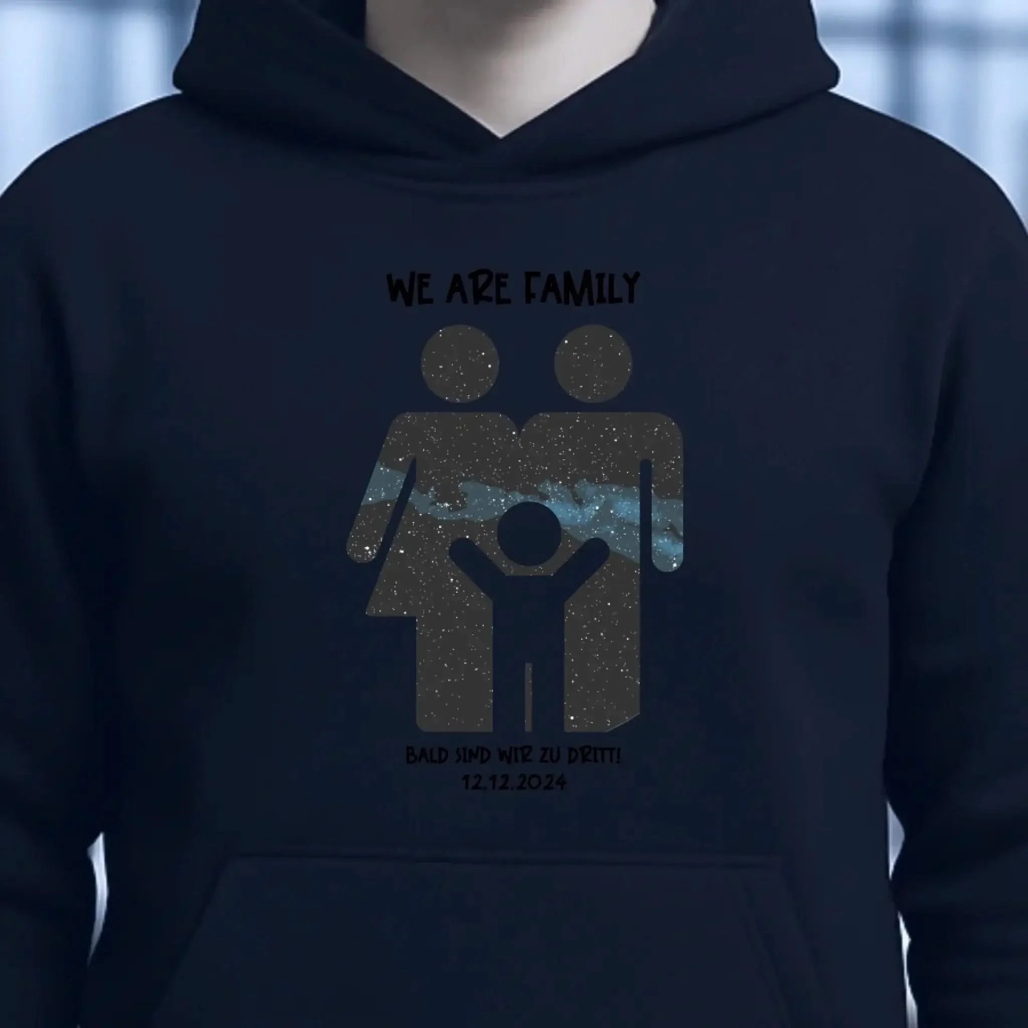 Echte Sternenkarte + Text • Kleine Familie • werdende Eltern • Unisex Premium Hoodie XS-5XL aus Bio-Baumwolle für Damen & Herren • Exklusivdesign • personalisiert