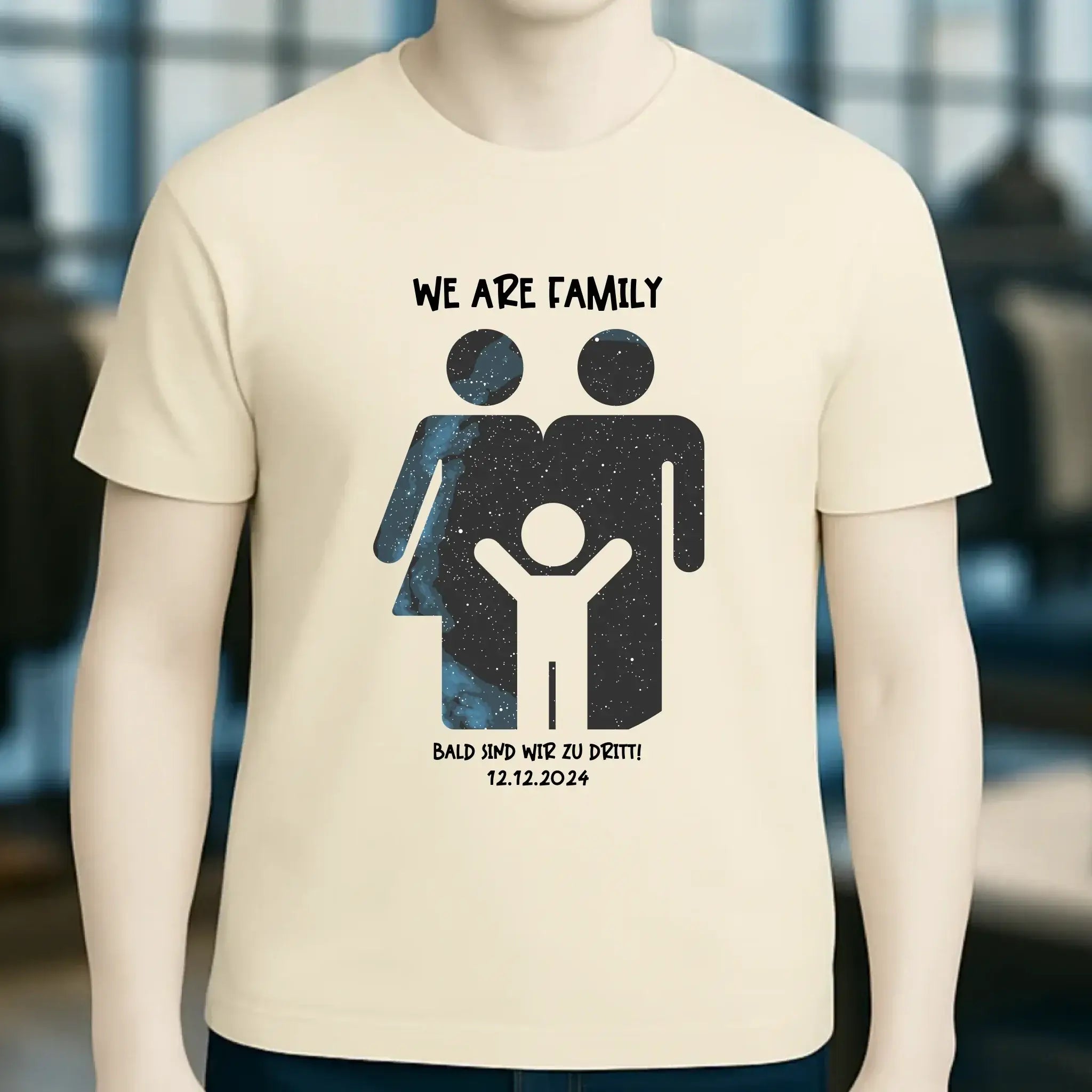 Echte Sternenkarte + Text • Kleine Familie • werdende Eltern • Unisex Premium T-Shirt XS-5XL aus Bio-Baumwolle für Damen & Herren • Exklusivdesign • personalisiert