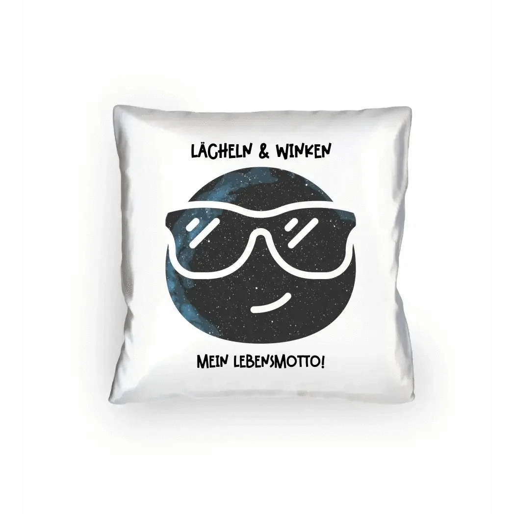 Echte Sternkarte als Emoticon mit Sonnenbrille + Text • Kissen 40x40 cm • personalisiert