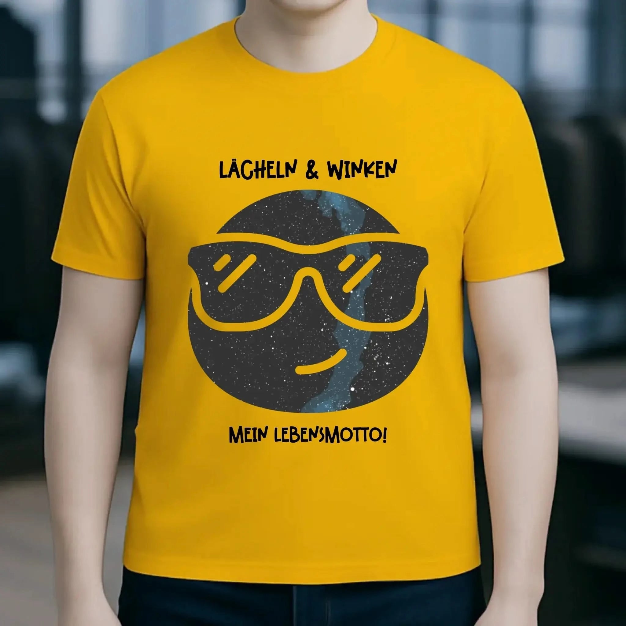 Echte Sternkarte als Emoticon mit Sonnenbrille + Text • Unisex Premium T-Shirt XS-5XL aus Bio-Baumwolle für Damen & Herren • Exklusivdesign • personalisiert