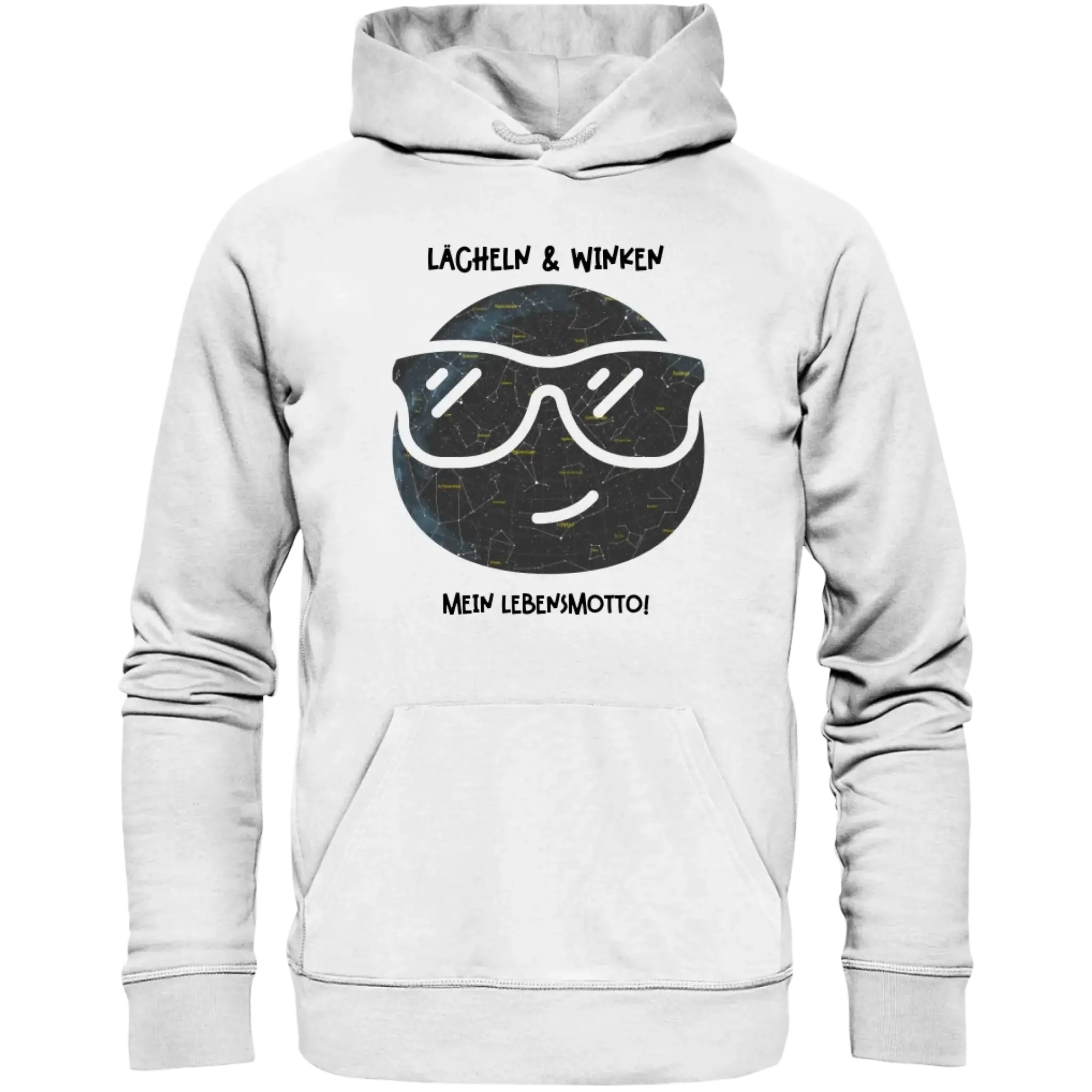 Echte Sternkarte als Emoticon mit Sonnenbrille + Text • Unisex Premium Hoodie XS-5XL aus Bio-Baumwolle für Damen & Herren • Exklusivdesign • personalisiert