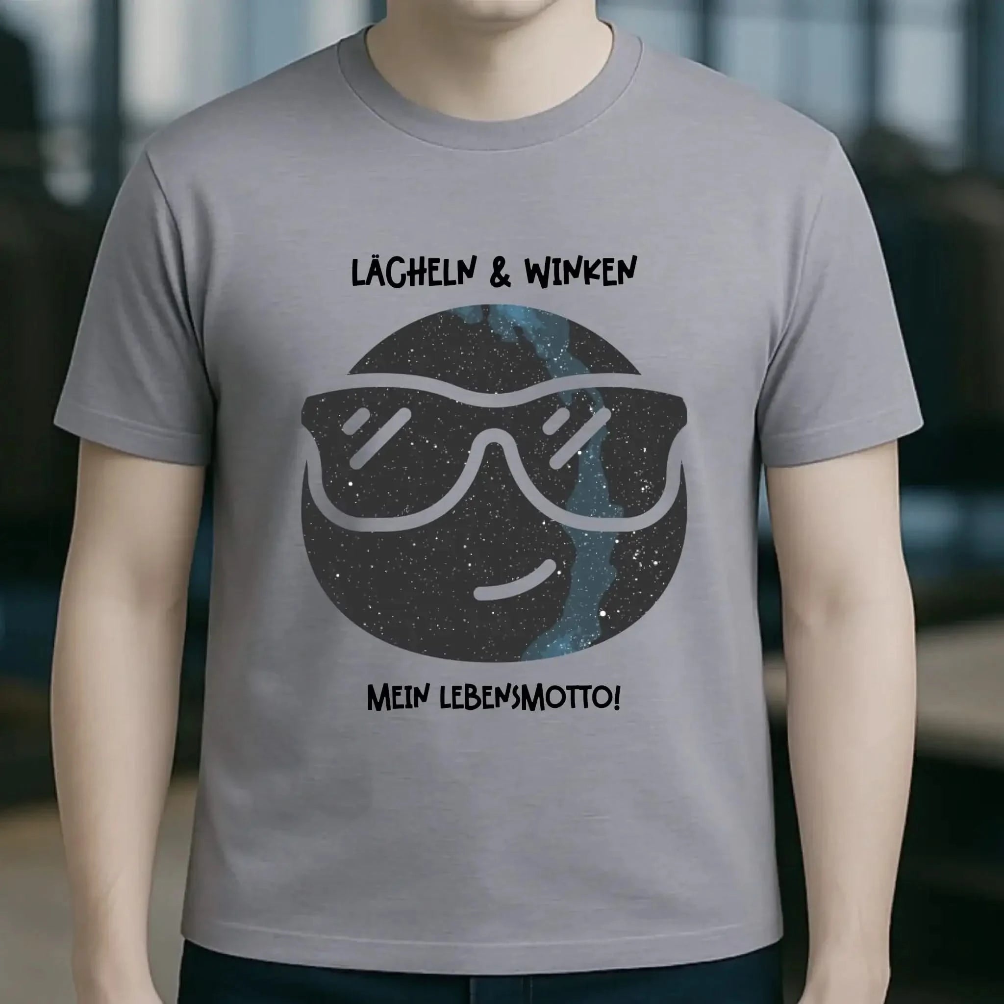 Echte Sternkarte als Emoticon mit Sonnenbrille + Text • Unisex Premium T-Shirt XS-5XL aus Bio-Baumwolle für Damen & Herren • Exklusivdesign • personalisiert