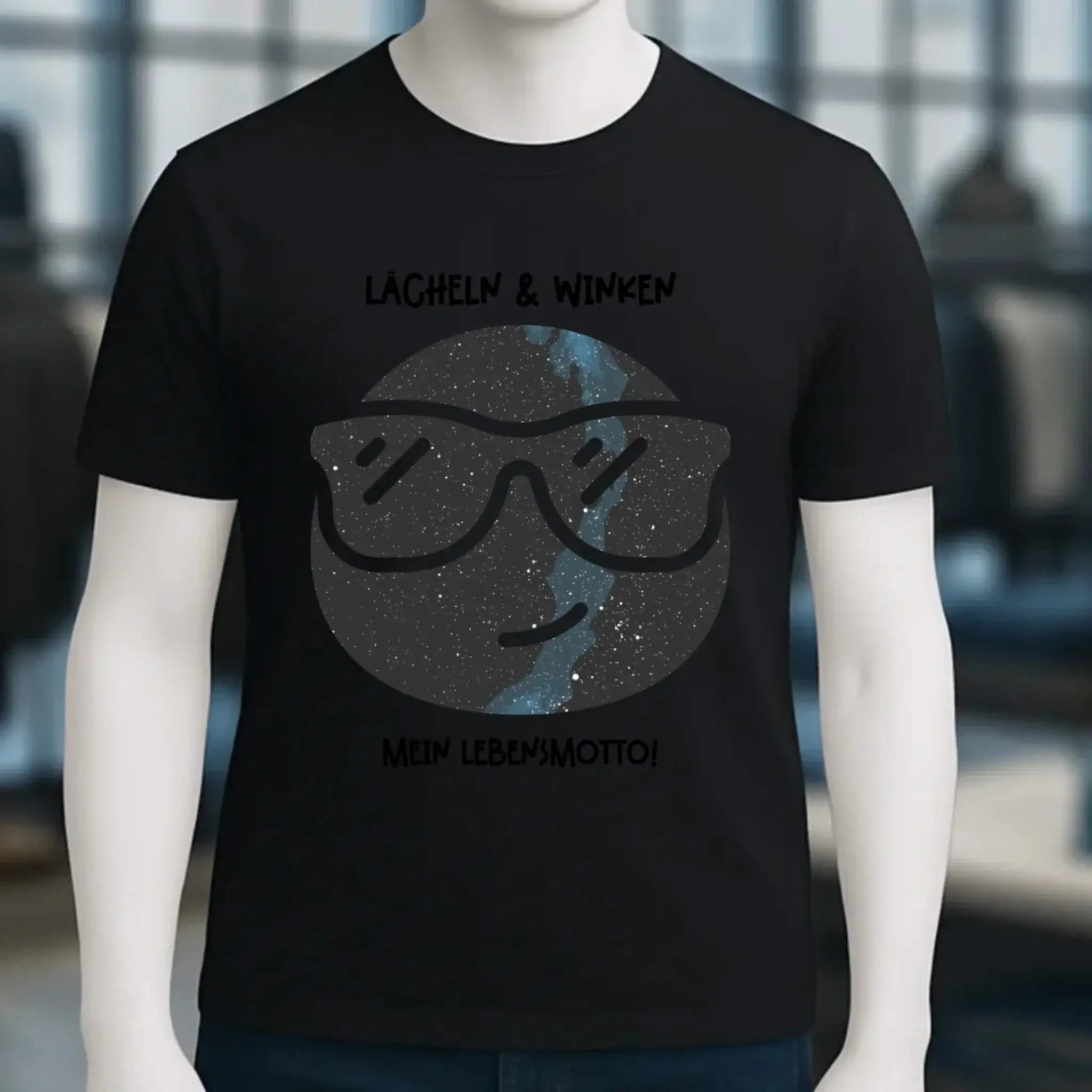Echte Sternkarte als Emoticon mit Sonnenbrille + Text • Unisex Premium T-Shirt XS-5XL aus Bio-Baumwolle für Damen & Herren • Exklusivdesign • personalisiert
