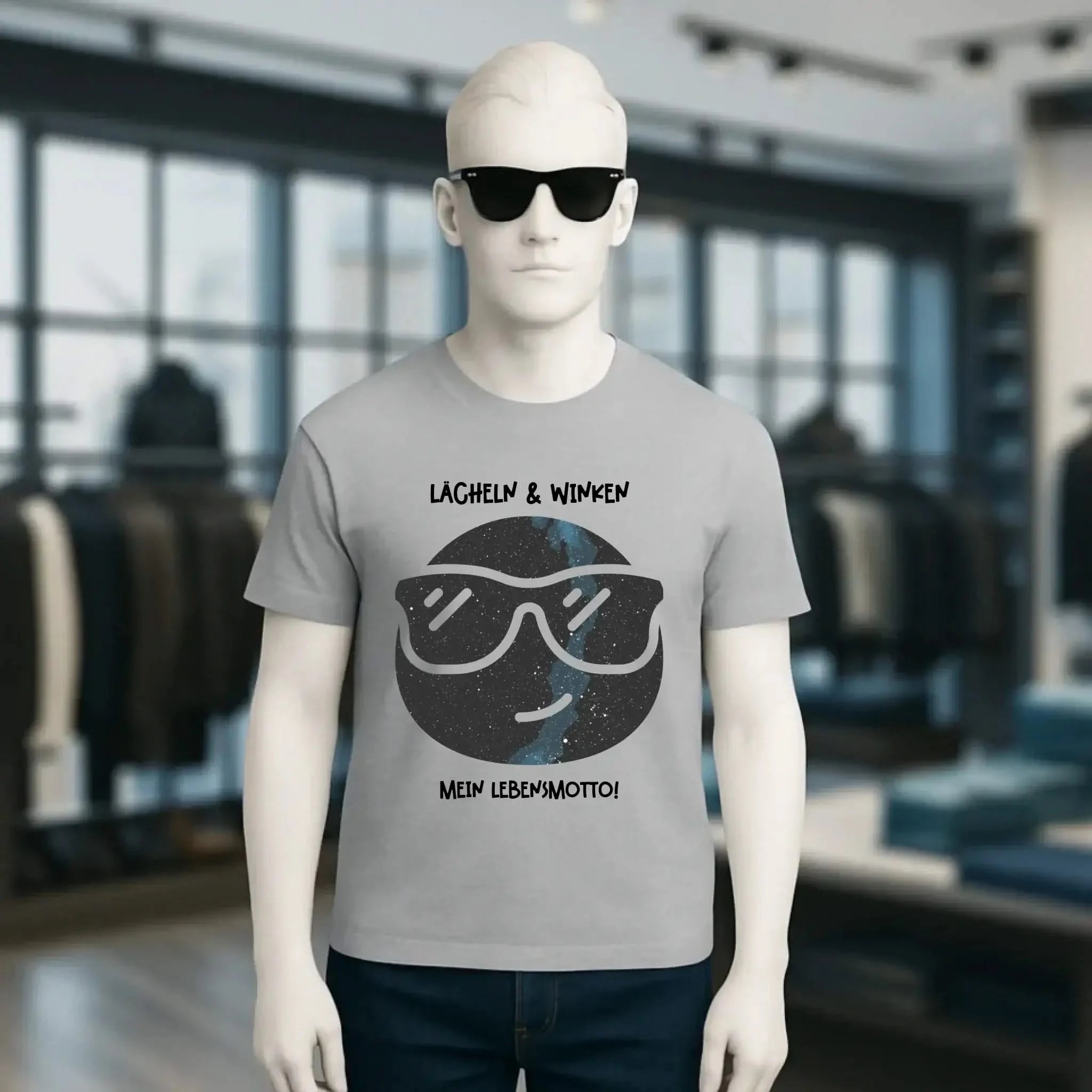 Echte Sternkarte als Emoticon mit Sonnenbrille + Text • Unisex Premium T-Shirt XS-5XL aus Bio-Baumwolle für Damen & Herren • Exklusivdesign • personalisiert