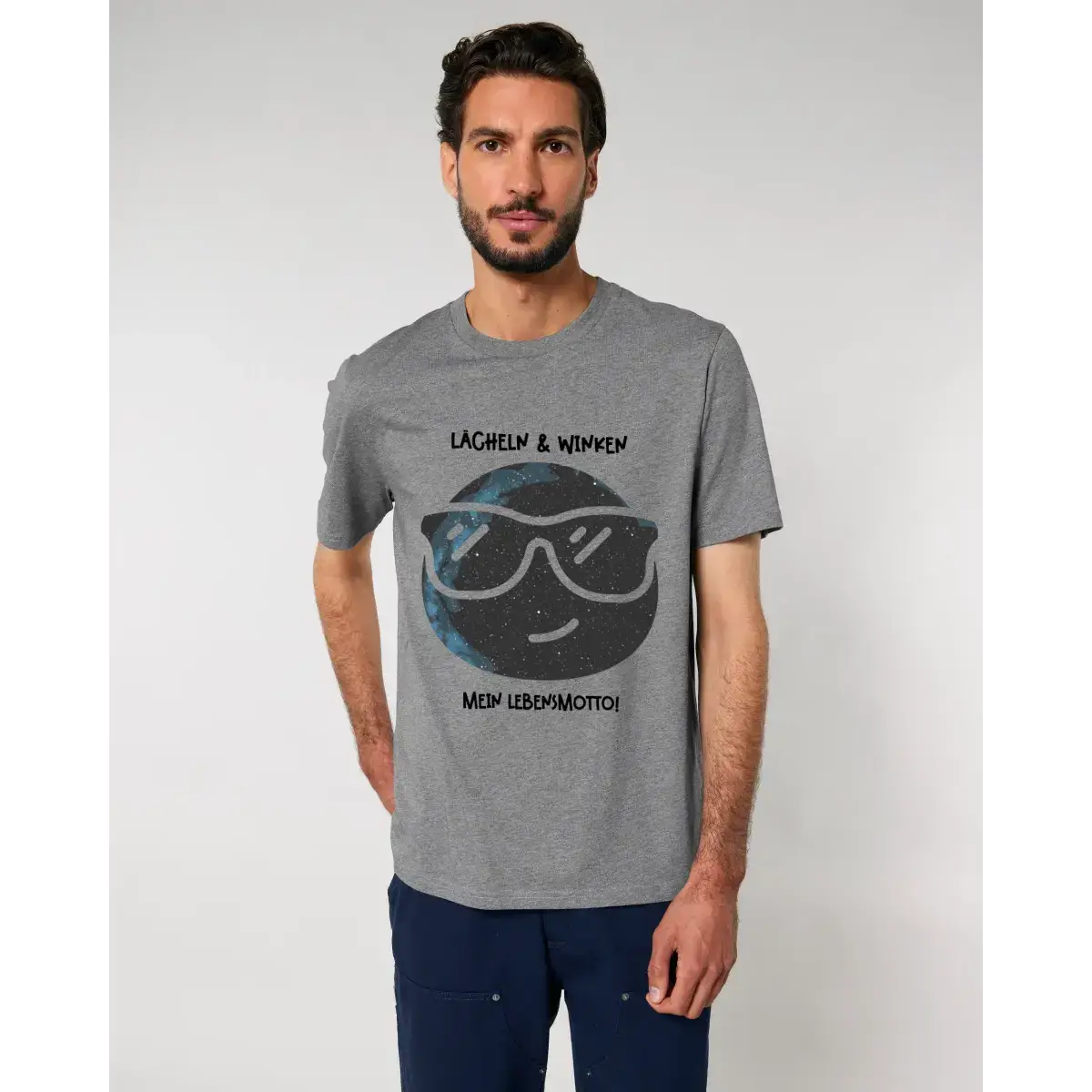Echte Sternkarte als Emoticon mit Sonnenbrille + Text • Unisex Premium T-Shirt XS-5XL aus Bio-Baumwolle für Damen & Herren • Exklusivdesign • personalisiert