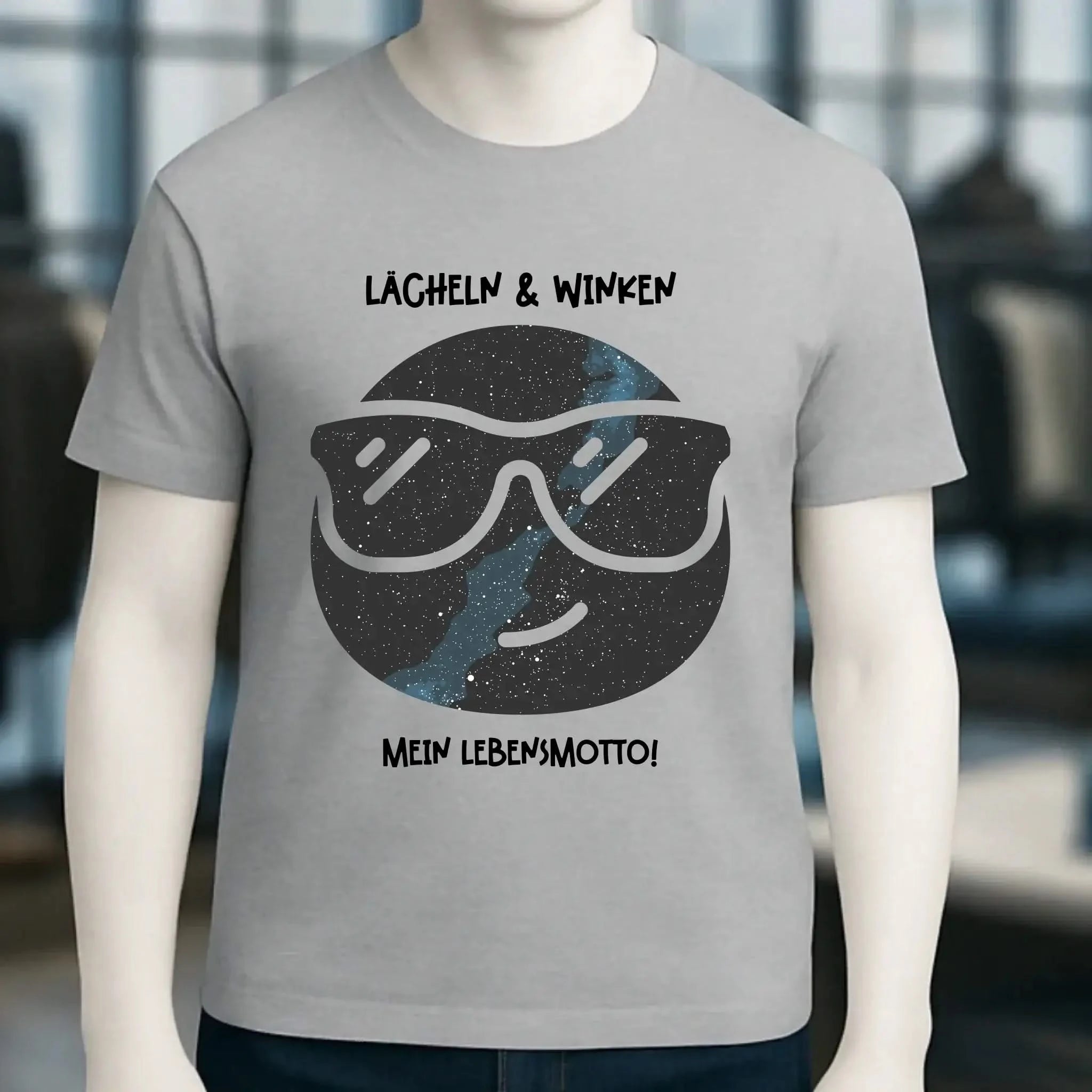 Echte Sternkarte als Emoticon mit Sonnenbrille + Text • Unisex Premium T-Shirt XS-5XL aus Bio-Baumwolle für Damen & Herren • Exklusivdesign • personalisiert