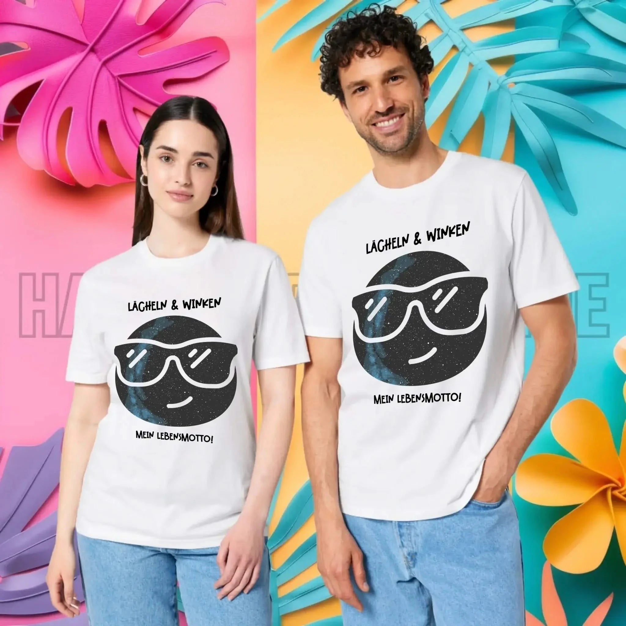 Echte Sternkarte als Emoticon mit Sonnenbrille + Text • Unisex Premium T-Shirt XS-5XL aus Bio-Baumwolle für Damen & Herren • Exklusivdesign • personalisiert