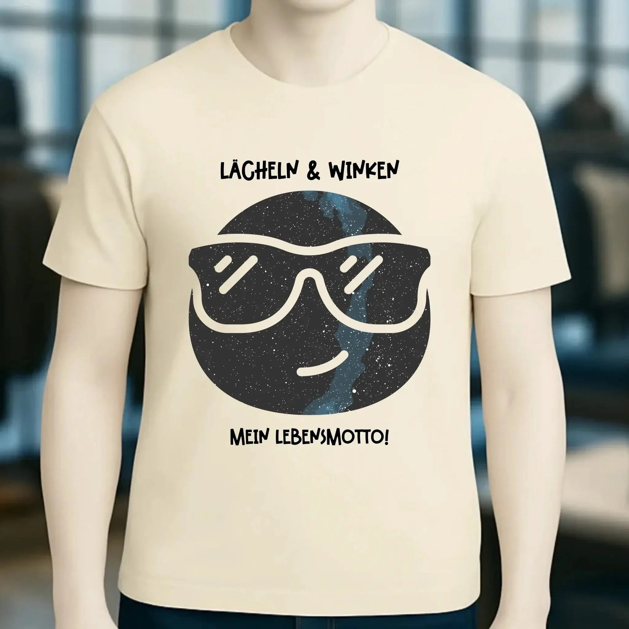 Echte Sternkarte als Emoticon mit Sonnenbrille + Text • Unisex Premium T-Shirt XS-5XL aus Bio-Baumwolle für Damen & Herren • Exklusivdesign • personalisiert