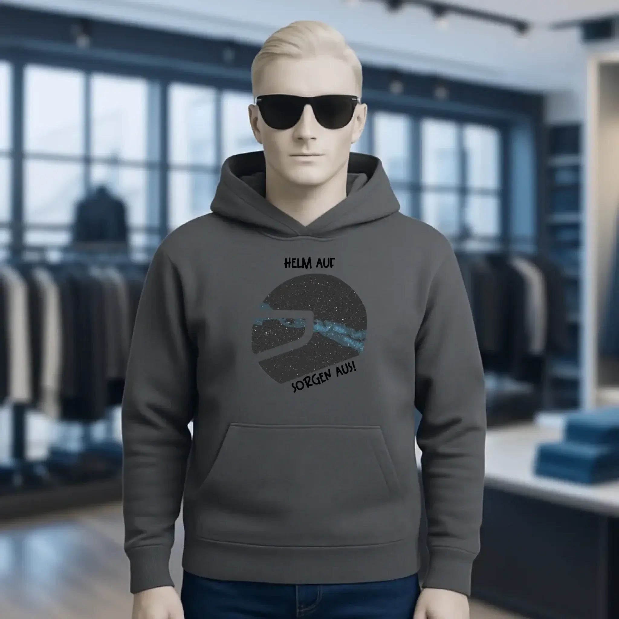 Echte Sternkarte als Helm + Text • Unisex Premium Hoodie XS-5XL aus Bio-Baumwolle für Damen & Herren • Exklusivdesign • personalisiert