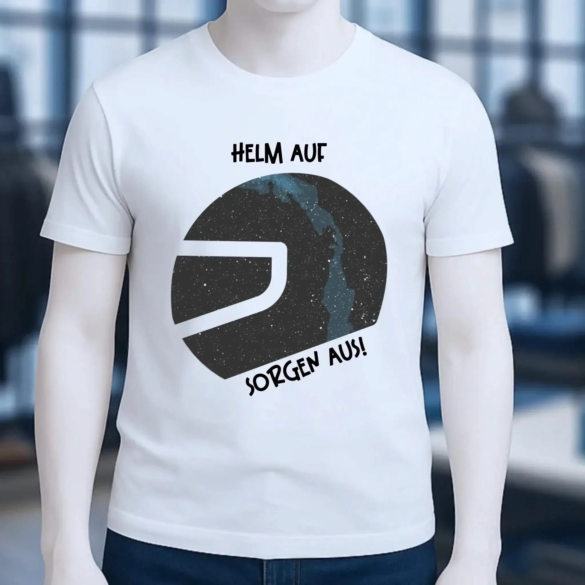 Echte Sternkarte als Helm + Text • Unisex Premium T-Shirt XS-5XL aus Bio-Baumwolle für Damen & Herren • Exklusivdesign • personalisiert