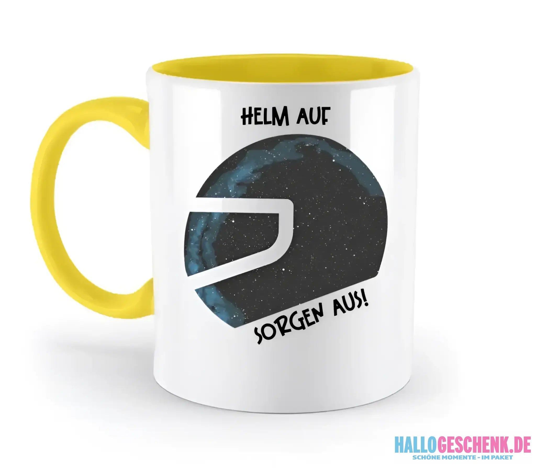Echte Sternkarte als Helm + Text • zweifarbige Tasse • Exklusivdesign • personalisiert - zweifarbige Tasse