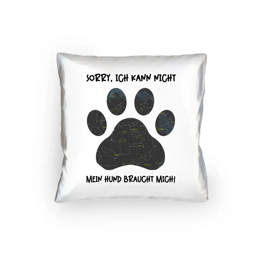 Echte Sternkarte als Hundepfote + Text • Hund • Kissen 40x40 cm • personalisiert