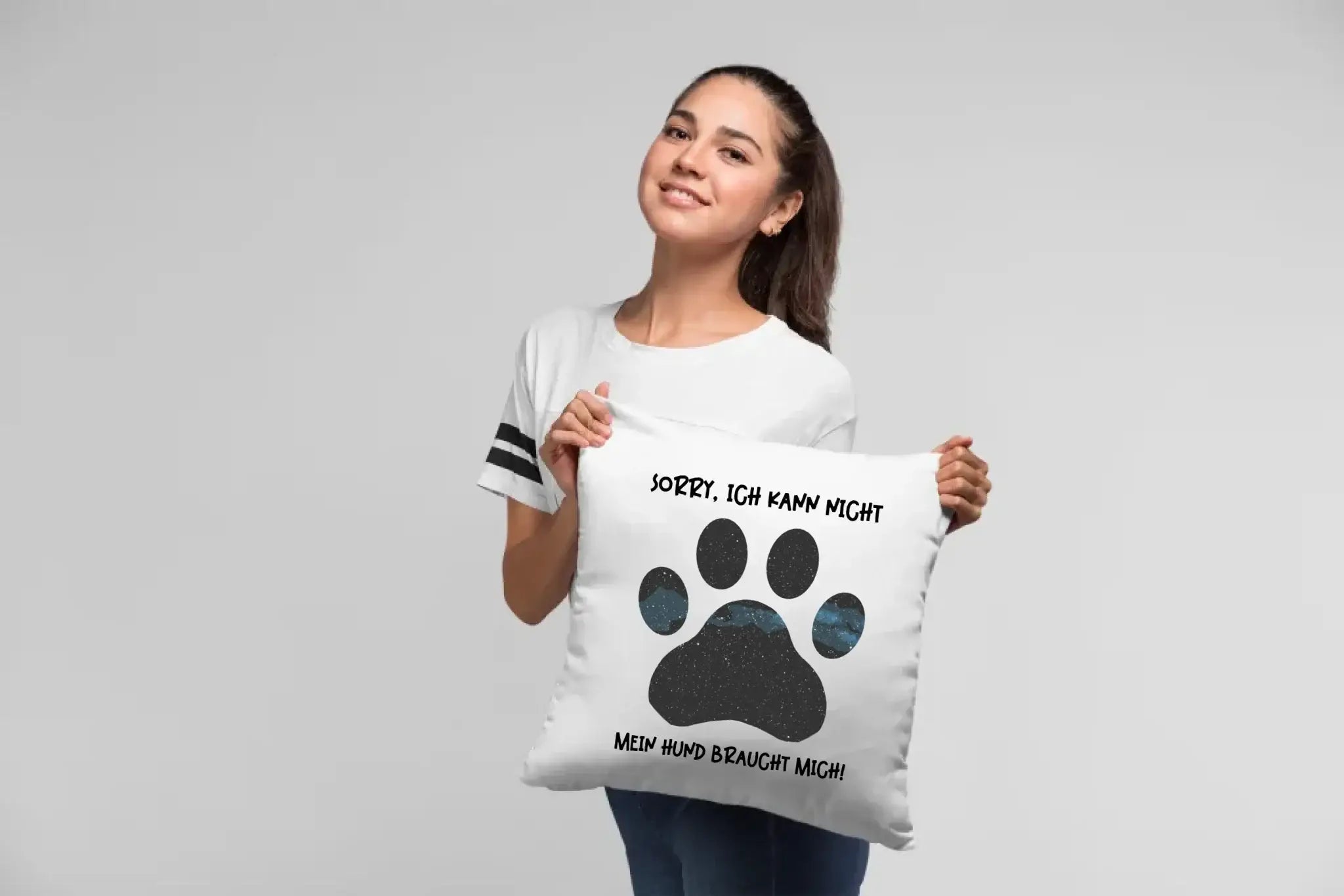 Echte Sternkarte als Hundepfote + Text • Hund • Kissen 40x40 cm • personalisiert