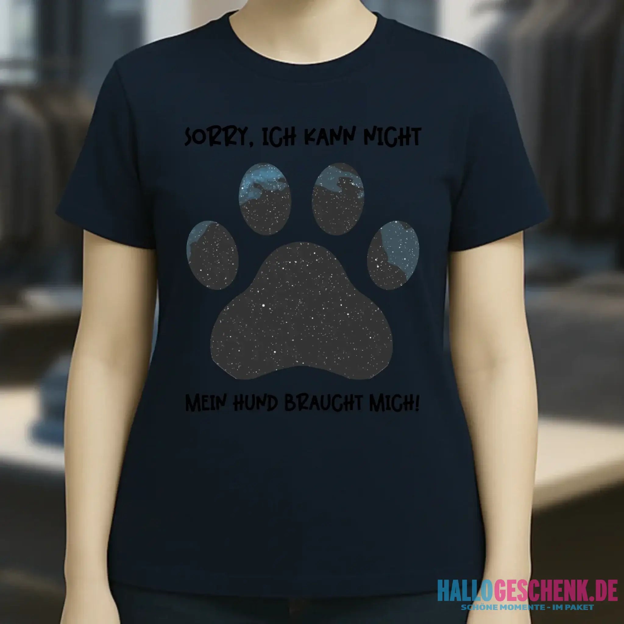 Echte Sternkarte als Hundepfote + Text • Hund • Ladies Premium T-Shirt XS-2XL aus Bio-Baumwolle für Damen • Exklusivdesign • personalisiert