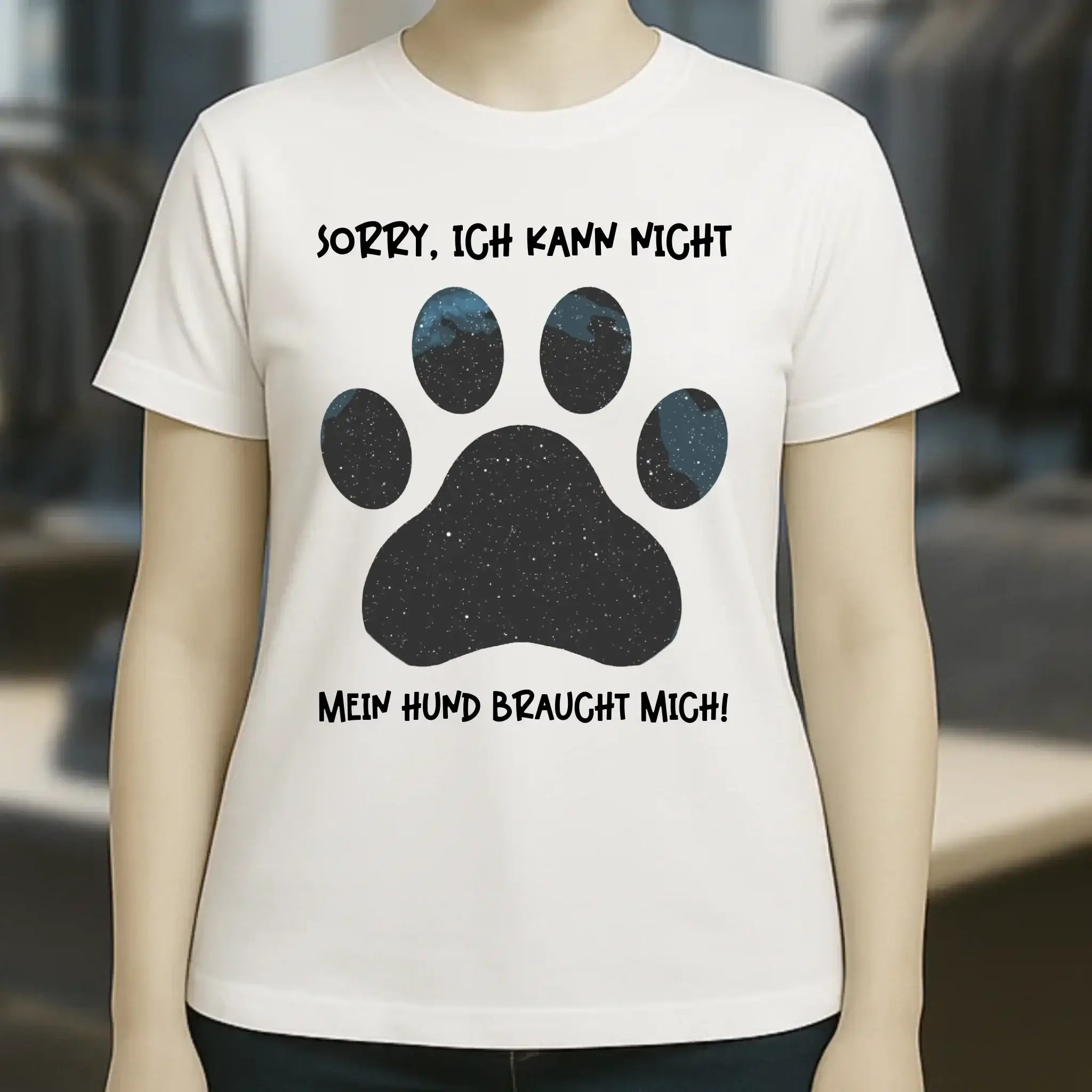 Echte Sternkarte als Hundepfote + Text • Hund • Ladies Premium T-Shirt XS-2XL aus Bio-Baumwolle für Damen • Exklusivdesign • personalisiert