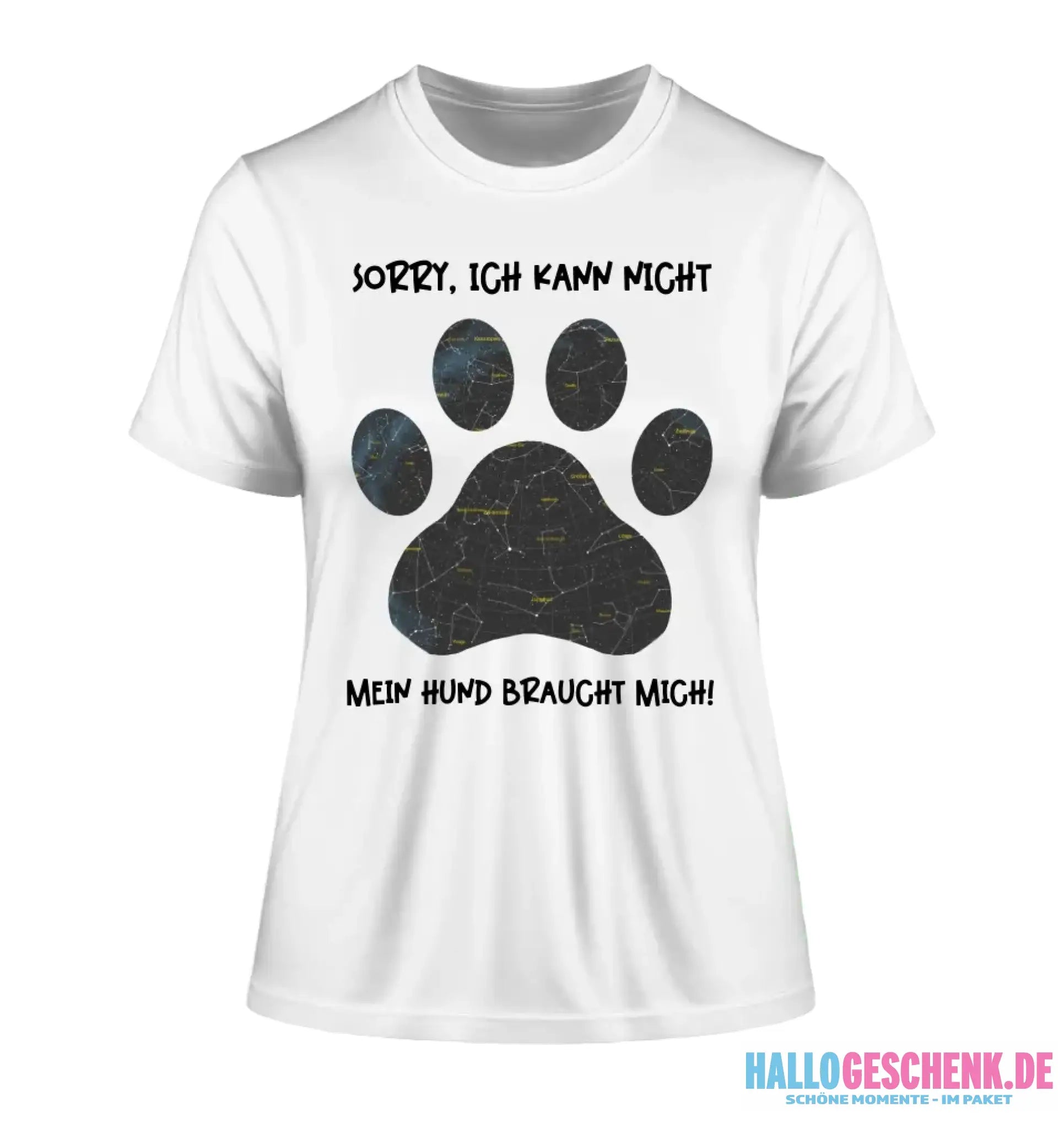 Echte Sternkarte als Hundepfote + Text • Hund • Ladies Premium T-Shirt XS-2XL aus Bio-Baumwolle für Damen • Exklusivdesign • personalisiert