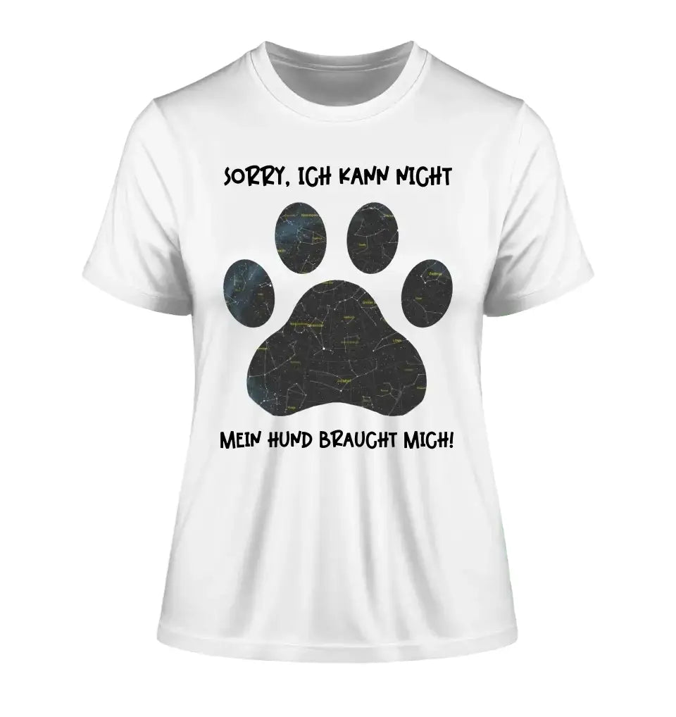Echte Sternkarte als Hundepfote + Text • Hund • Ladies Premium T-Shirt XS-2XL aus Bio-Baumwolle für Damen • Exklusivdesign • personalisiert