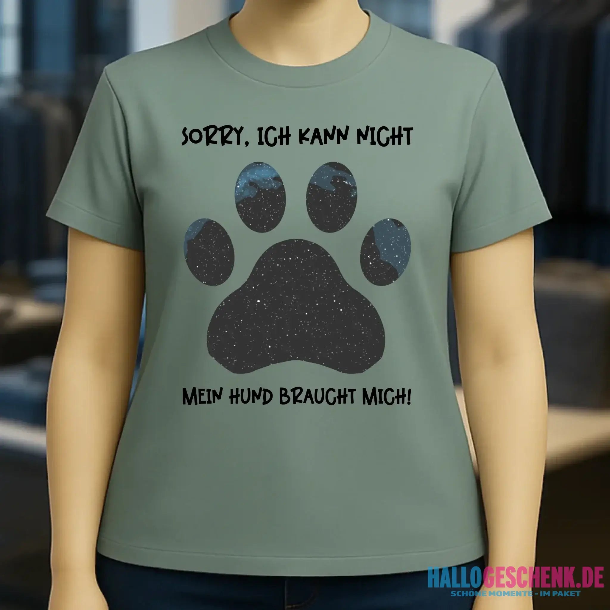 Echte Sternkarte als Hundepfote + Text • Hund • Ladies Premium T-Shirt XS-2XL aus Bio-Baumwolle für Damen • Exklusivdesign • personalisiert
