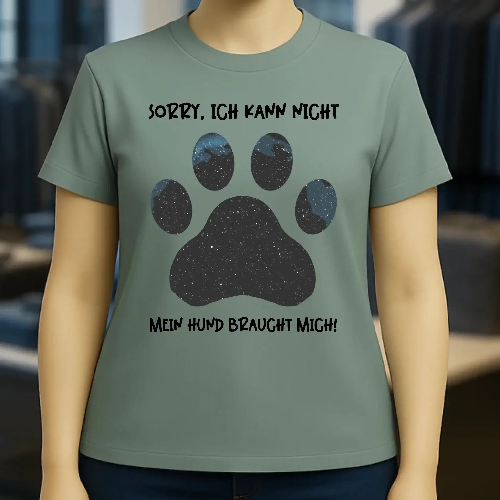Echte Sternkarte als Hundepfote + Text • Hund • Ladies Premium T-Shirt XS-2XL aus Bio-Baumwolle für Damen • Exklusivdesign • personalisiert